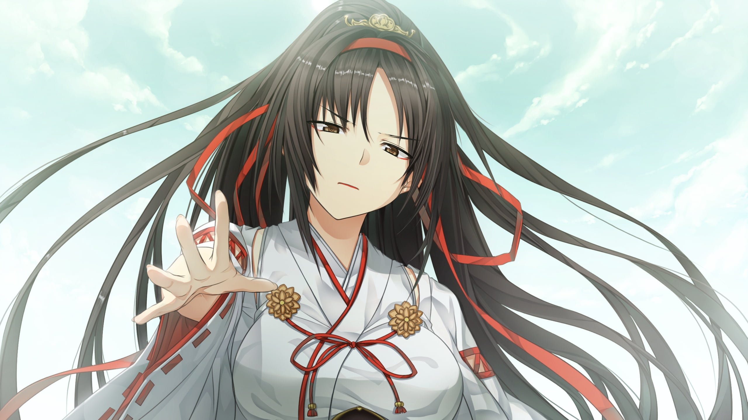 female, close-up, day, nature, girl, anime, black, low angle view, hairstyle, monobeno, hand, representation, sunlight, religion, outdoors, no people, haired, HD Wallpaper