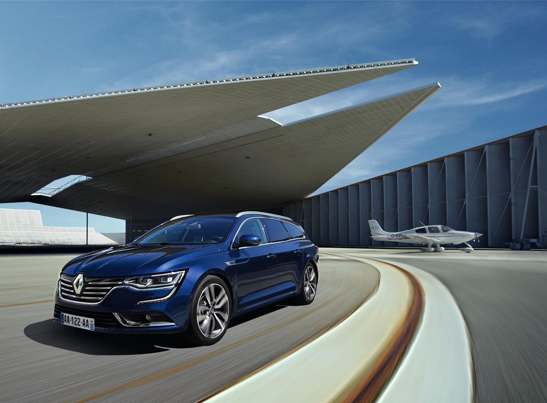 1080P, transportation, travel, car, debut, architecture, luxury, blue, mode of transportation, land vehicle, nature, no people, renault, sky, road, building exterior, HD Wallpaper
