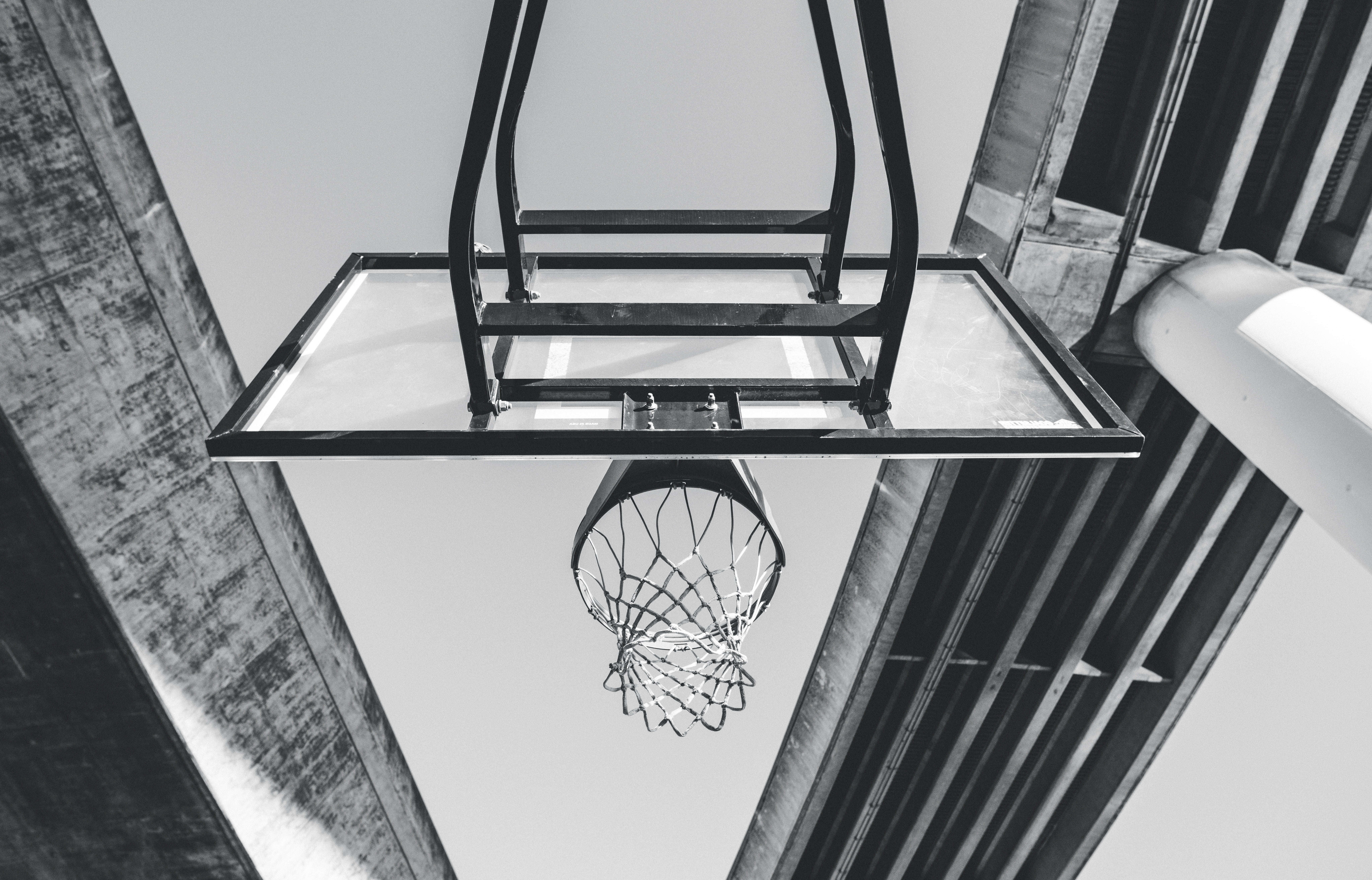 basketball - Ball, sport, mesh, outdoors, basketball Hoop, no People, indoors, metal, steps and staircases, day, hoop, nature, absence, directly below, HD Wallpaper