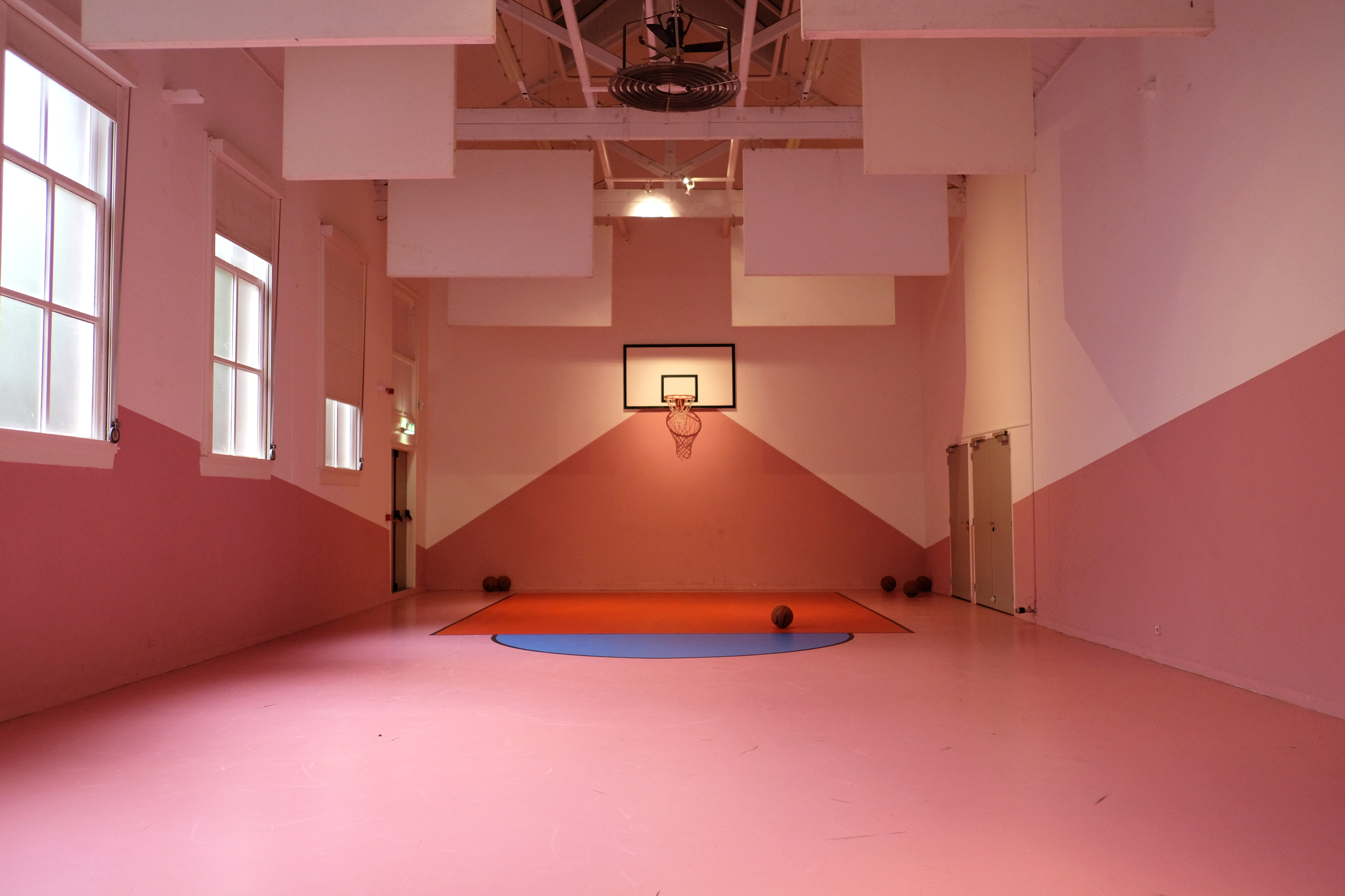 ring, indoors, illuminated, sparse, ceiling, wall - building feature, red, domestic room, new, empty, pink, entrance, architecture, flooring, window, gym, HD Wallpaper