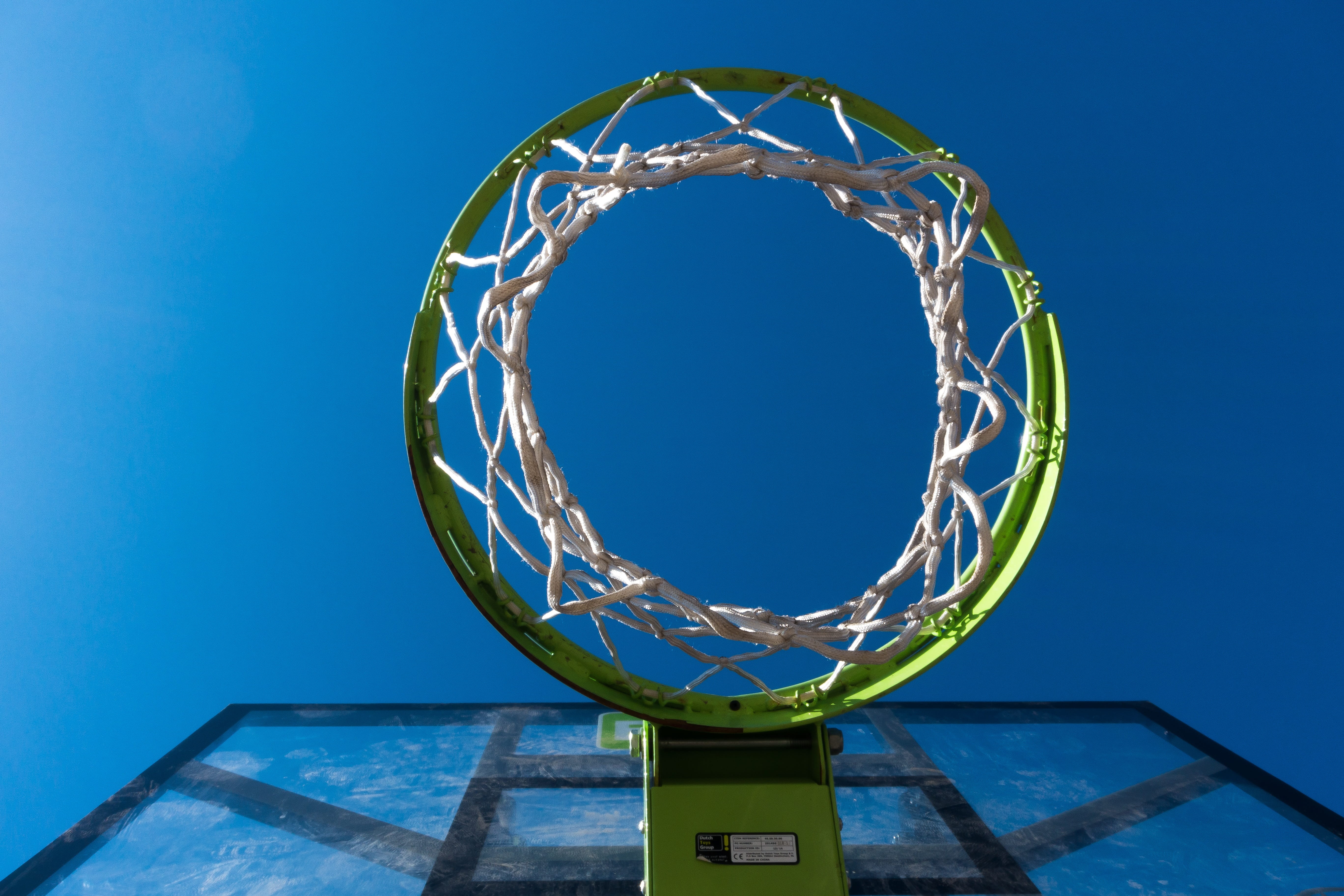 basketball hoop, sphere, directly below, clear sky, ball, no people, close-up, leisure activity, in the, basketball - sport, geometric shape, ring, net - sports equipment, HD Wallpaper