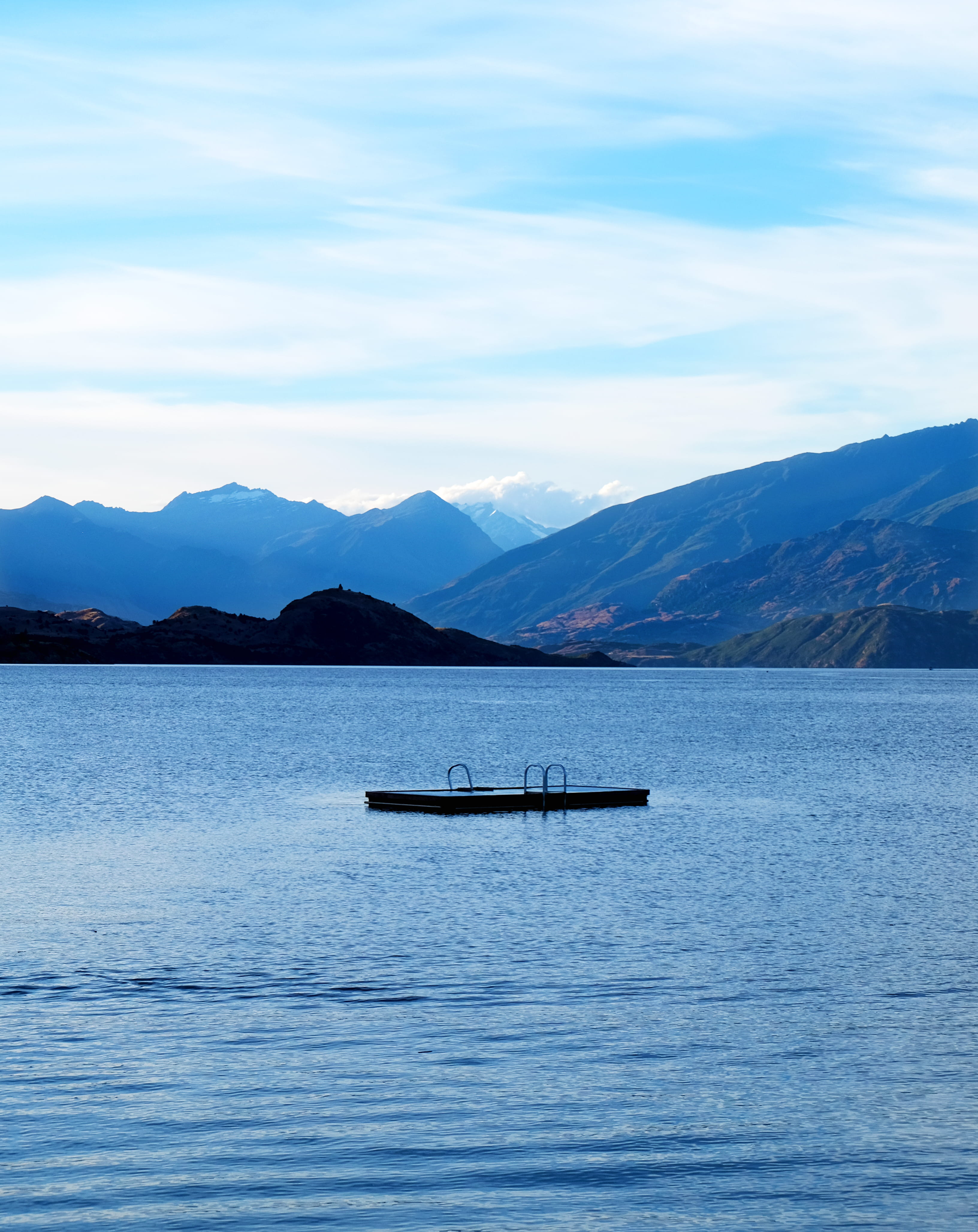 non-urban scene, wanaka, lake, travel, mode of transportation, beauty in nature, diving board, outdoors, nature, scenics - nature, mountains, wild, lakes, Phone HD Wallpaper