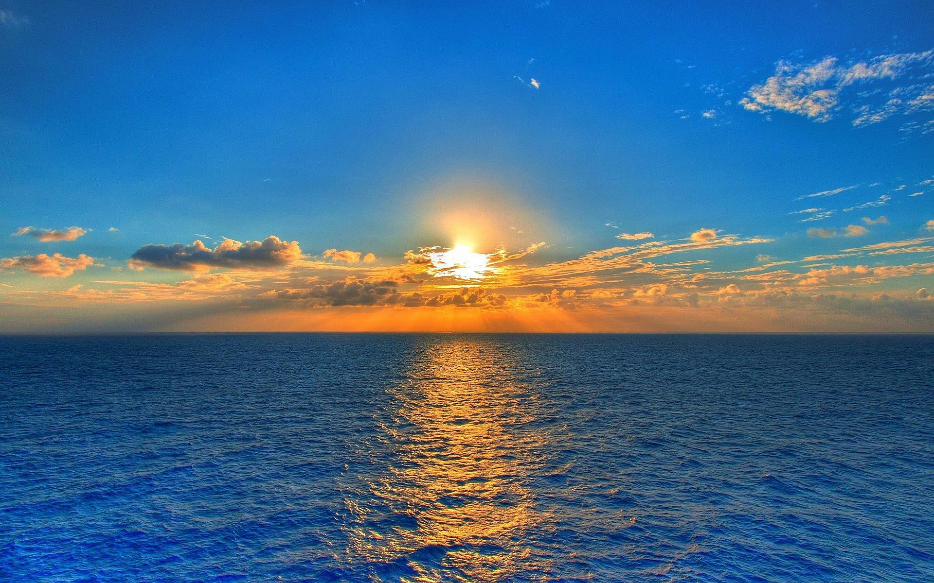 nature, sea, over, sunset, 1080P, HD Wallpaper
