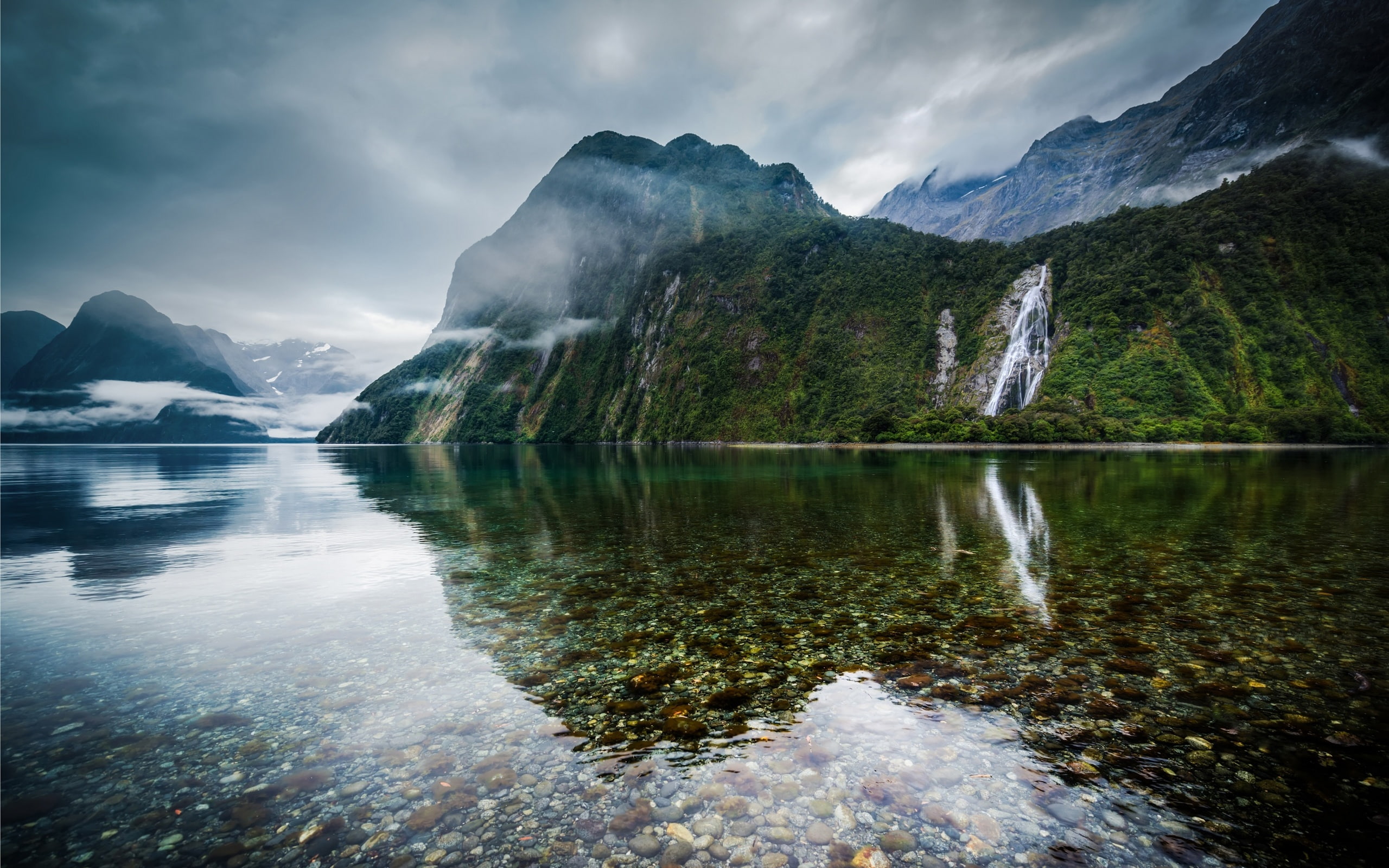 2K, Zealand, New, Mountains, Lake, Falls, Mist, HD Wallpaper