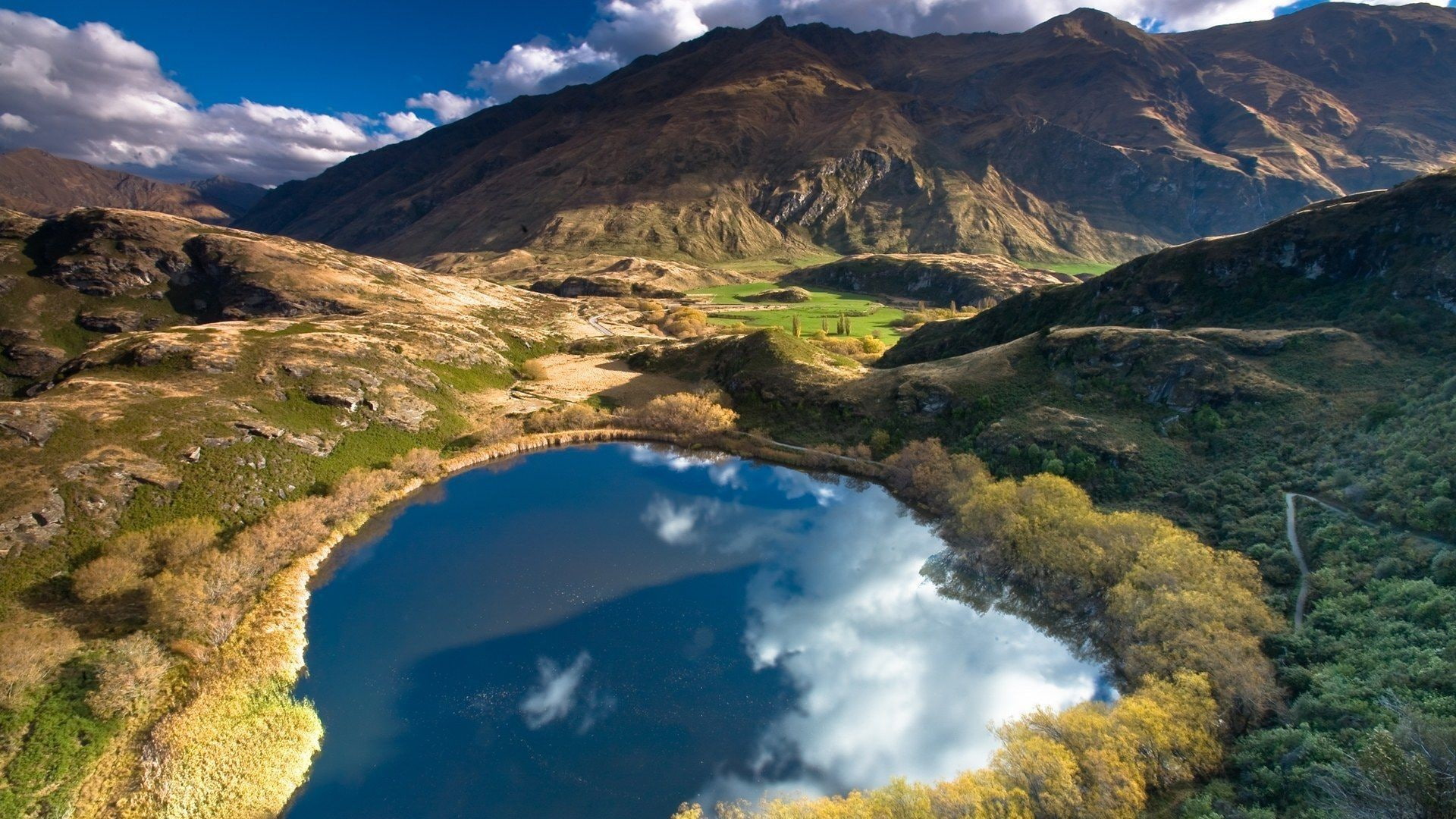 clouds, reflection, lake, cloud - sky, sky, nature, water, tranquility, idyllic, tranquil scene, non-urban scene, mountain range, New Zealand, environment, HD Wallpaper