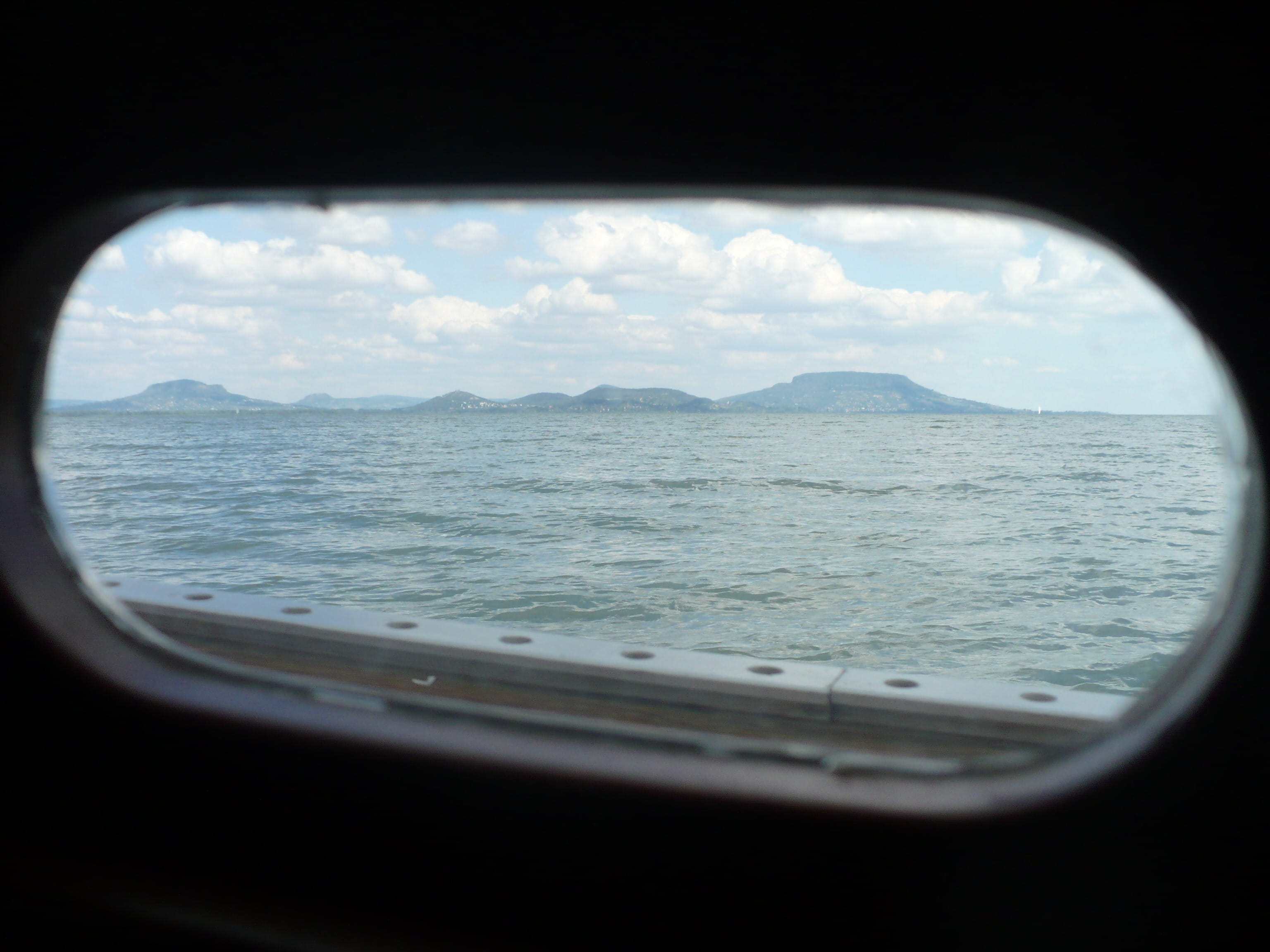 water, outdoors, ship, window, vehicle interior, Lake Balaton, sky, nature, ships cabin, transparent, transportation, tranquil scene, glass - material, HD Wallpaper