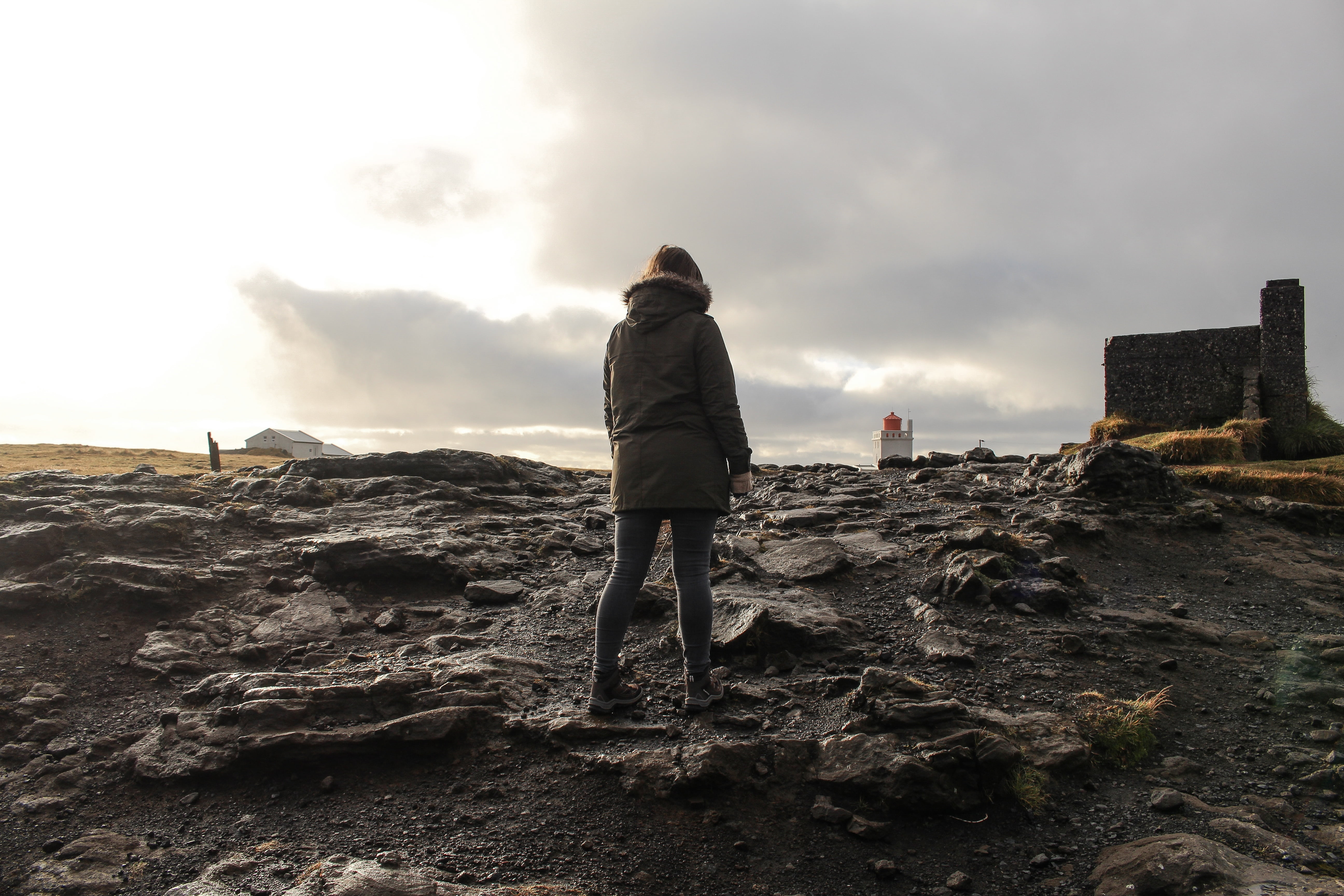 rear view, solid, fashion, land, rock - object, ground, adult, people, one woman only, warm clothing, outdoors, daytime, lifestyles, real people, rock, HD Wallpaper