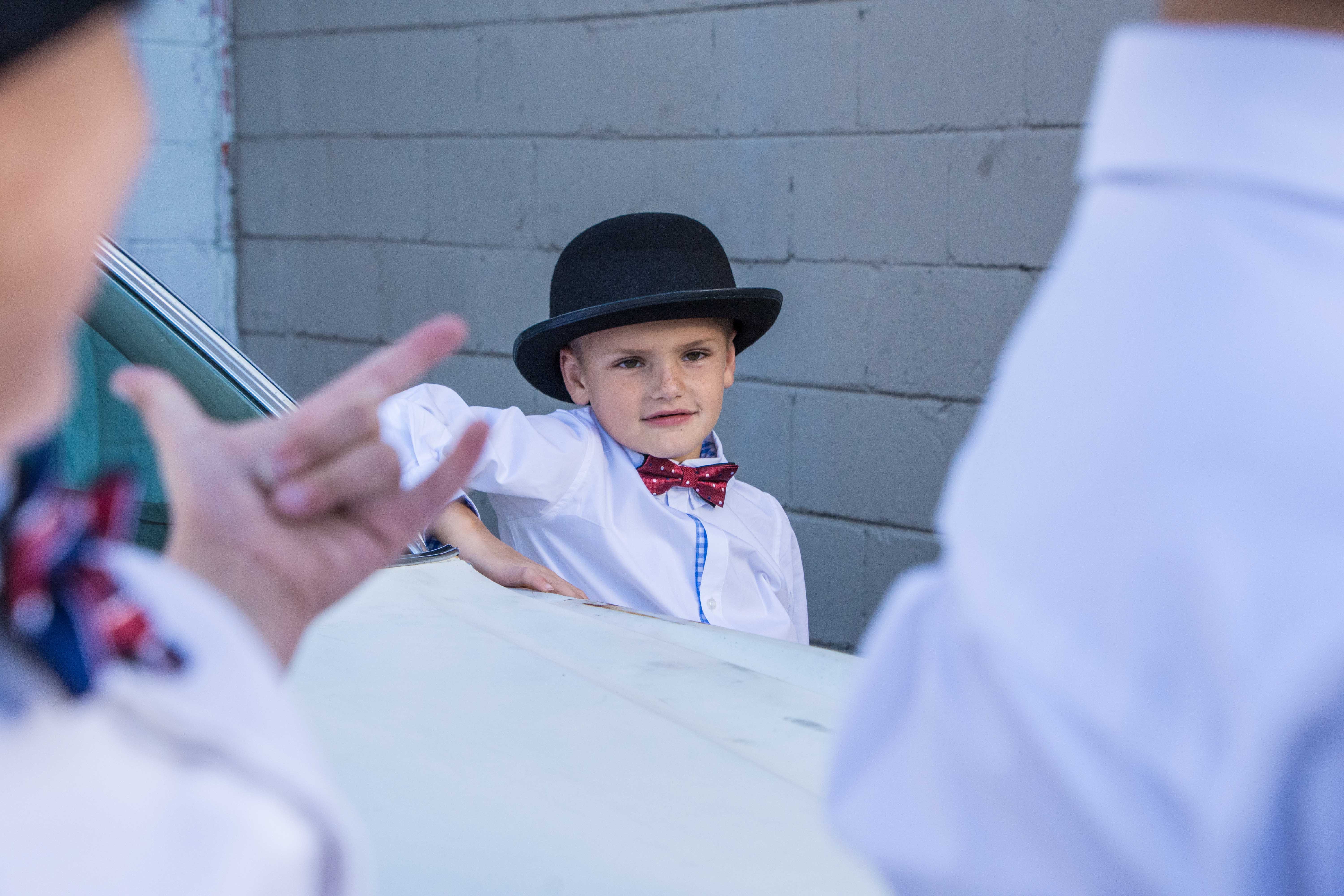 young men, people, adult, selective focus, side, wall, mature men, cute, wearing, white, model, male, little boy, brick, males, beside, fedora, uniform, HD Wallpaper