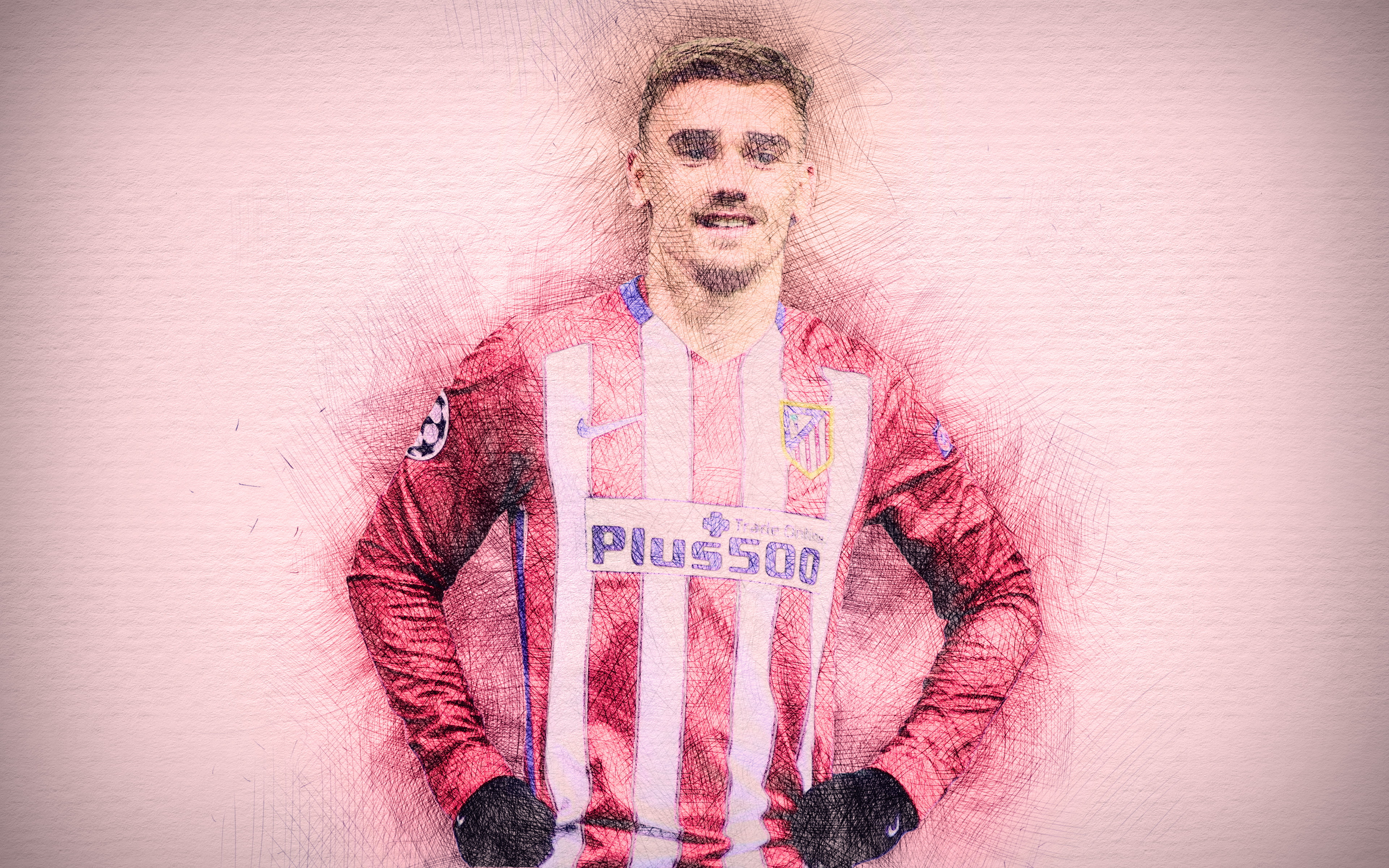 4K, Atlético Madrid, French, Antoine Griezmann, Soccer, HD Wallpaper