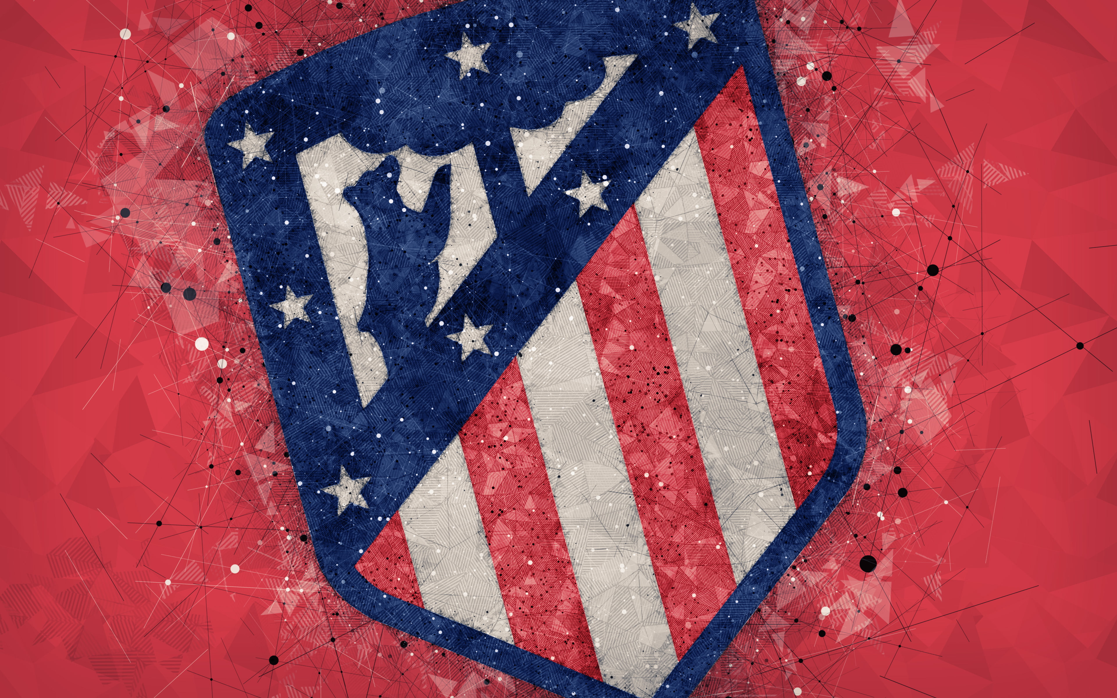 Soccer, Sports, 4K, Atlético Madrid, Logo, Emblem, HD Wallpaper