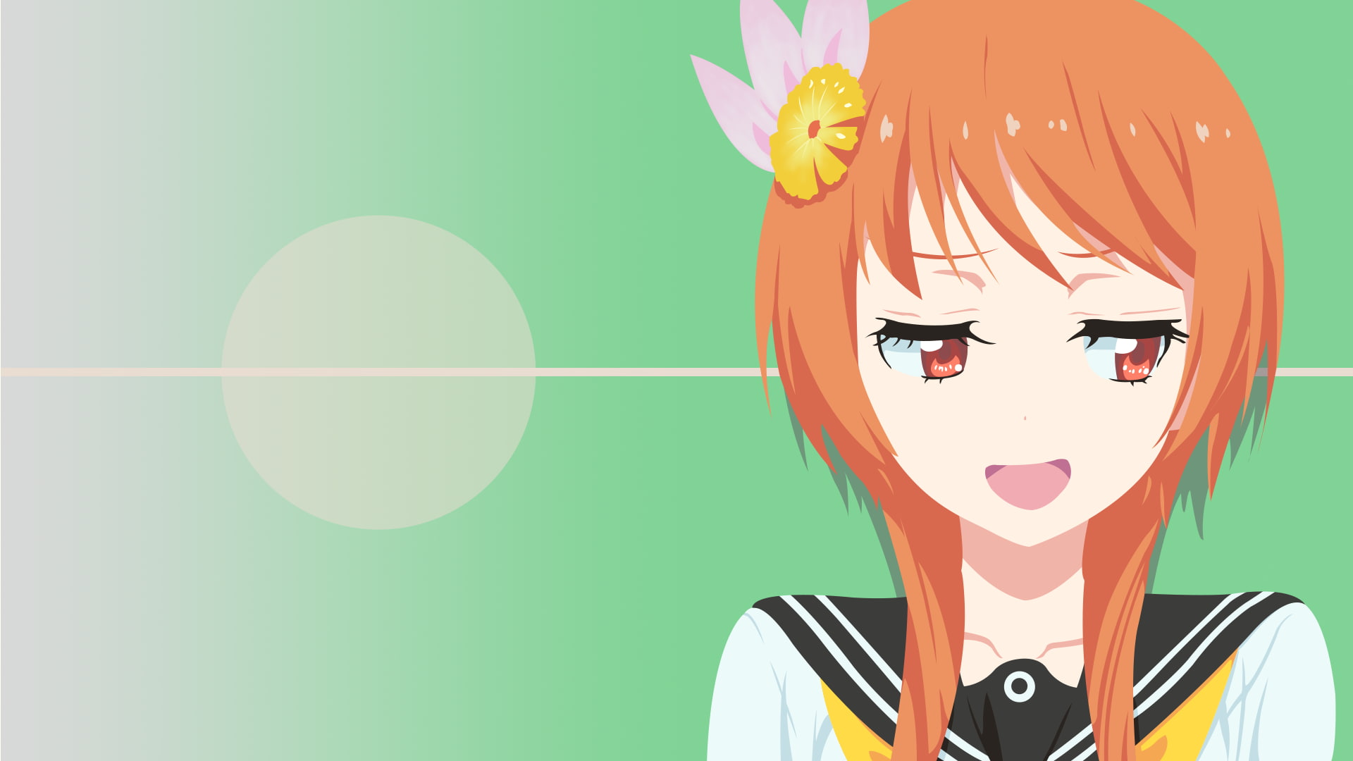 anime girls, child, people, art and craft, manga, flower in hair, colored background, creativity, anime, 1080P, close-up, Nisekoi, childhood, happiness, HD Wallpaper