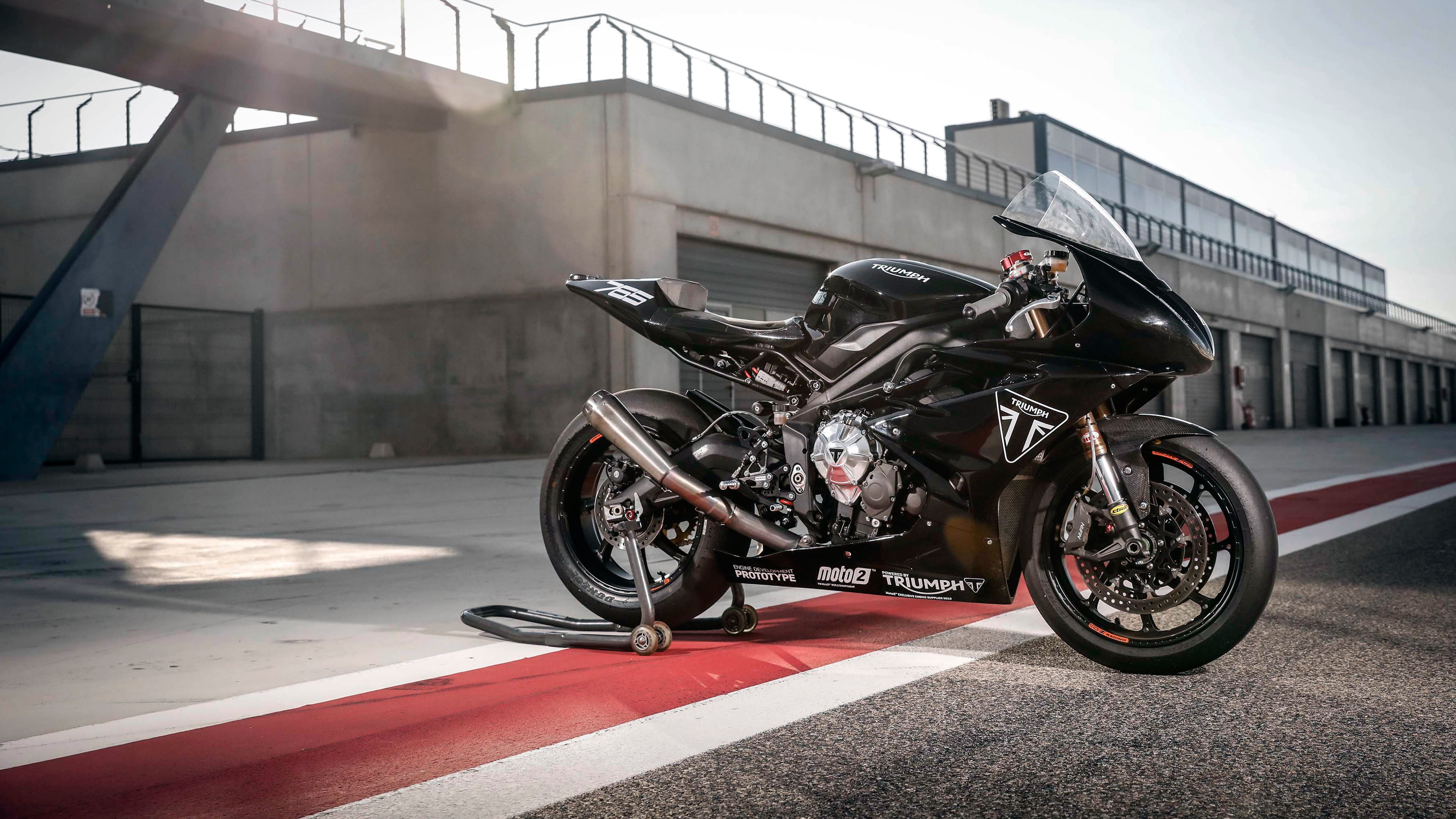 Triumph, stationary, 765, road, bridge - man made structure, transportation, moto, Daytona, built structure, nature, motorcycle, building exterior, land vehicle, HD Wallpaper