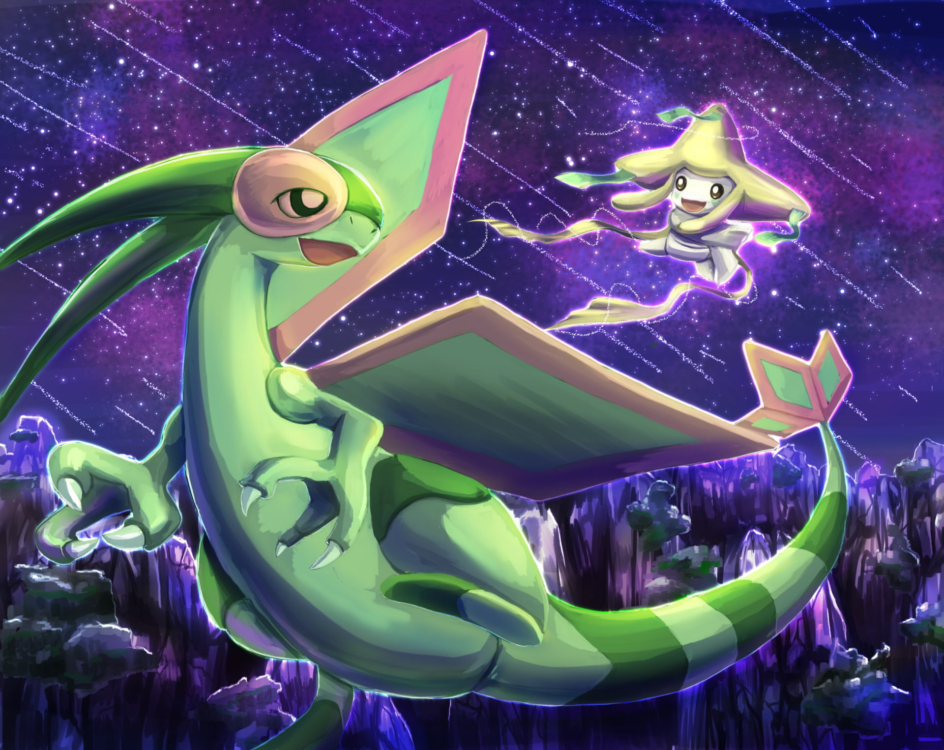 1080P, Pokémon, Jirachi (Pokémon), Flygon (Pokémon), HD Wallpaper