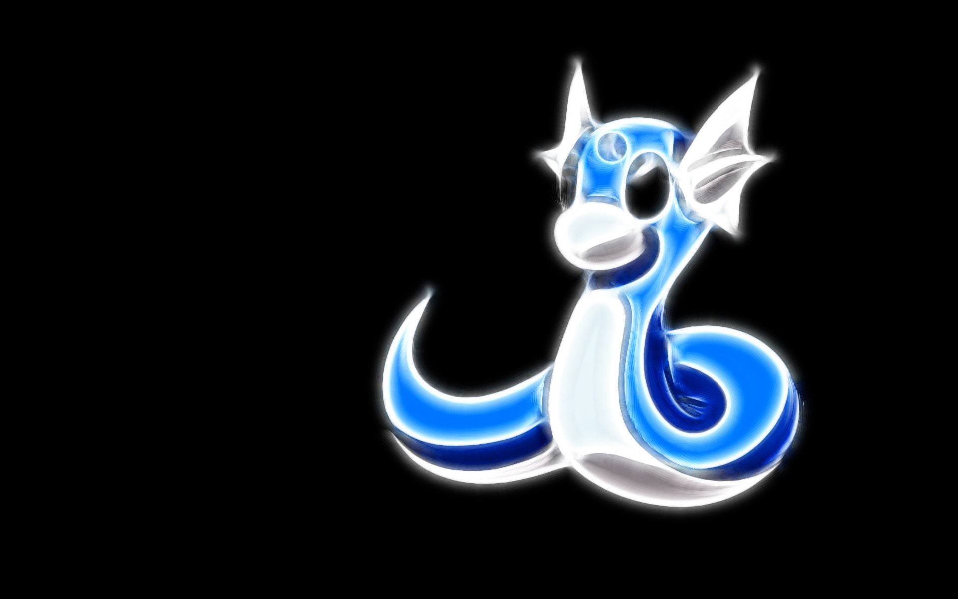 light - natural phenomenon, night, 1080P, dark, communication, black background, Dratini (Pokémon), cut out, blue, studio shot, motion, no people, bright, HD Wallpaper