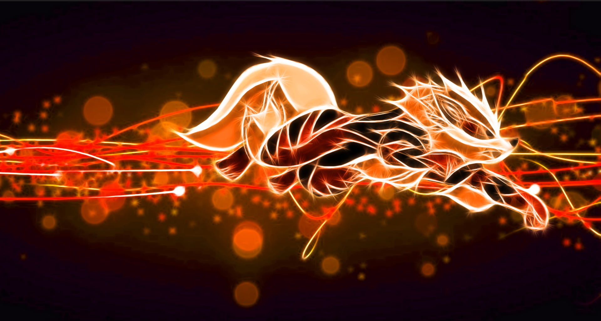 motion, red, Arcanine (Pokémon), chaos, no people, long exposure, creativity, communication, glowing, illuminated, night, 1080P, Pokémon, blurred motion, HD Wallpaper