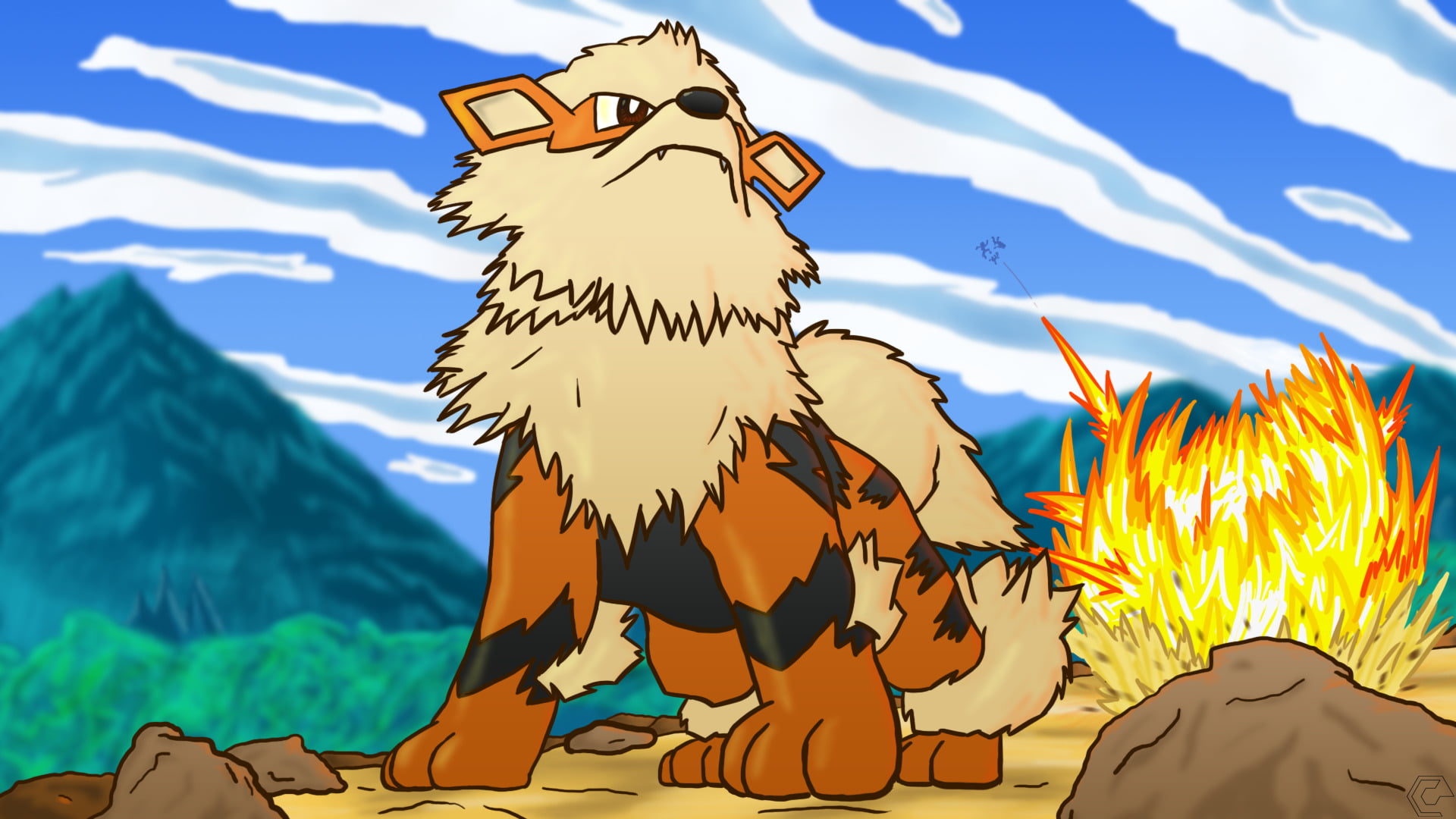 plant, Arcanine (Pokémon), creativity, close-up, flowering plant, representation, Pokémon, flower, outdoors, 1080P, animal representation, sunlight, nature, HD Wallpaper