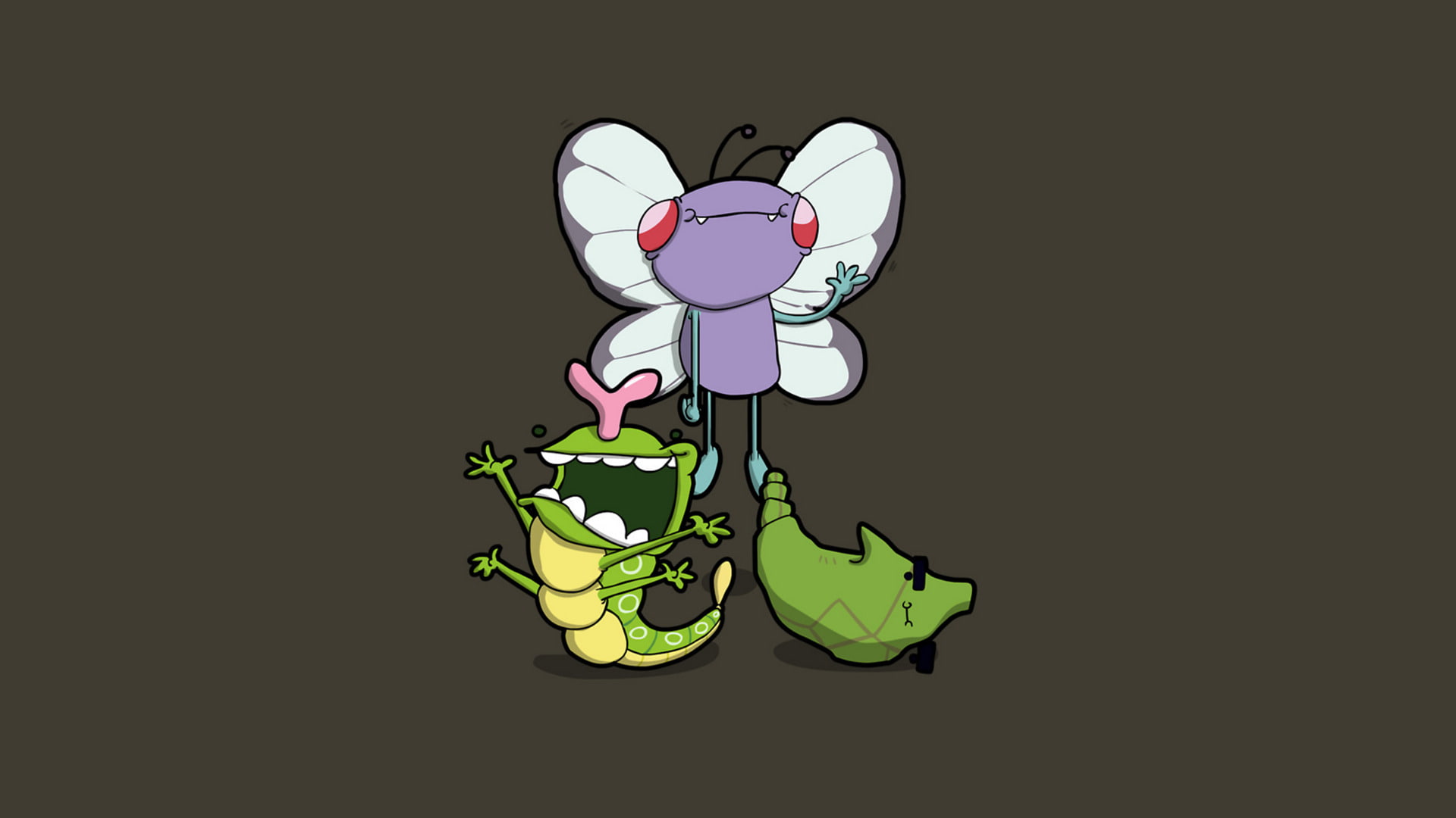 Pokémon, 1080P, Butterfree (Pokémon), Metapod (Pokémon), Caterpie (Pokémon), HD Wallpaper