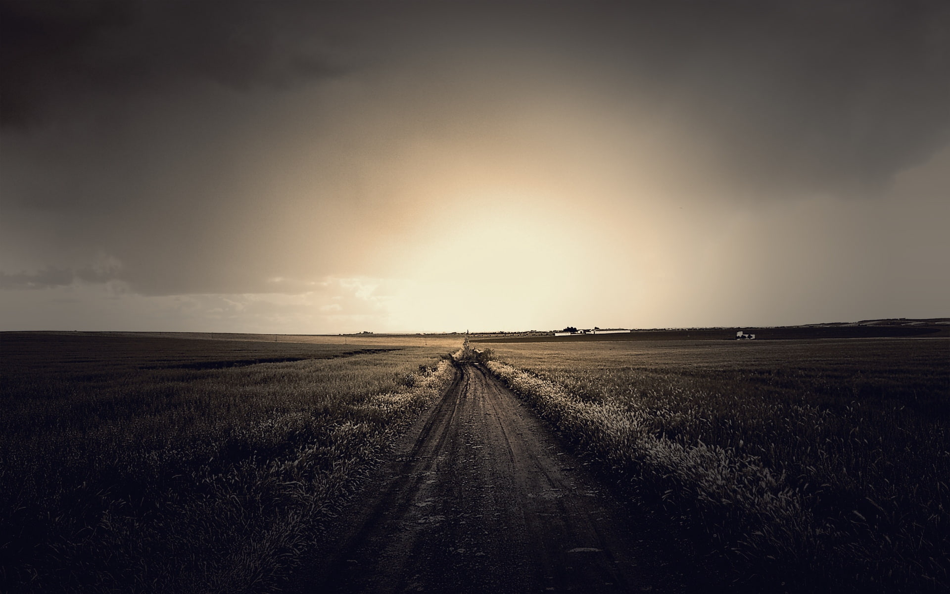 horizon, dirt, road, sky, gray, 1080P, way, autumn, uncertainty, HD Wallpaper