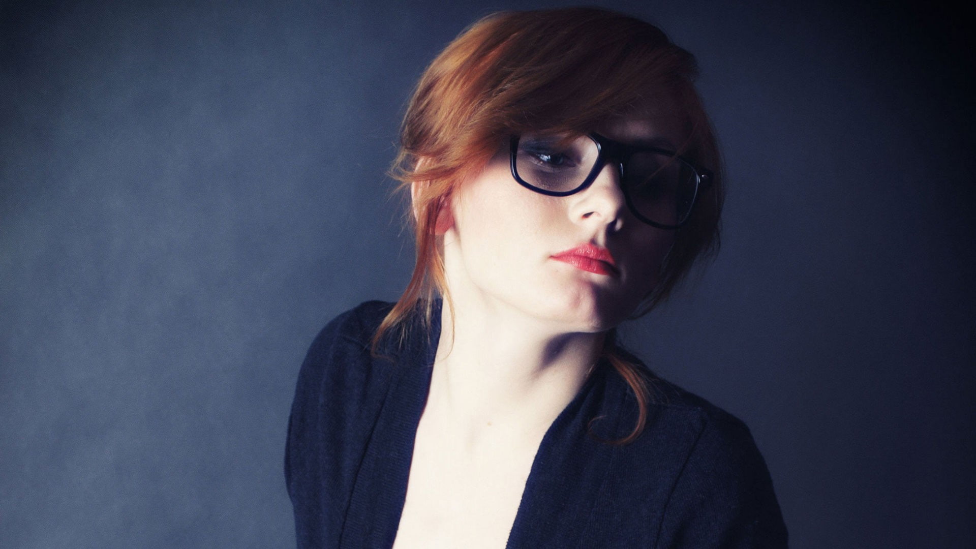 headshot, hairstyle, contemplation, dyed red hair, portrait, indoors, women with glasses, young adult, face, beautiful woman, looking away, one person, HD Wallpaper