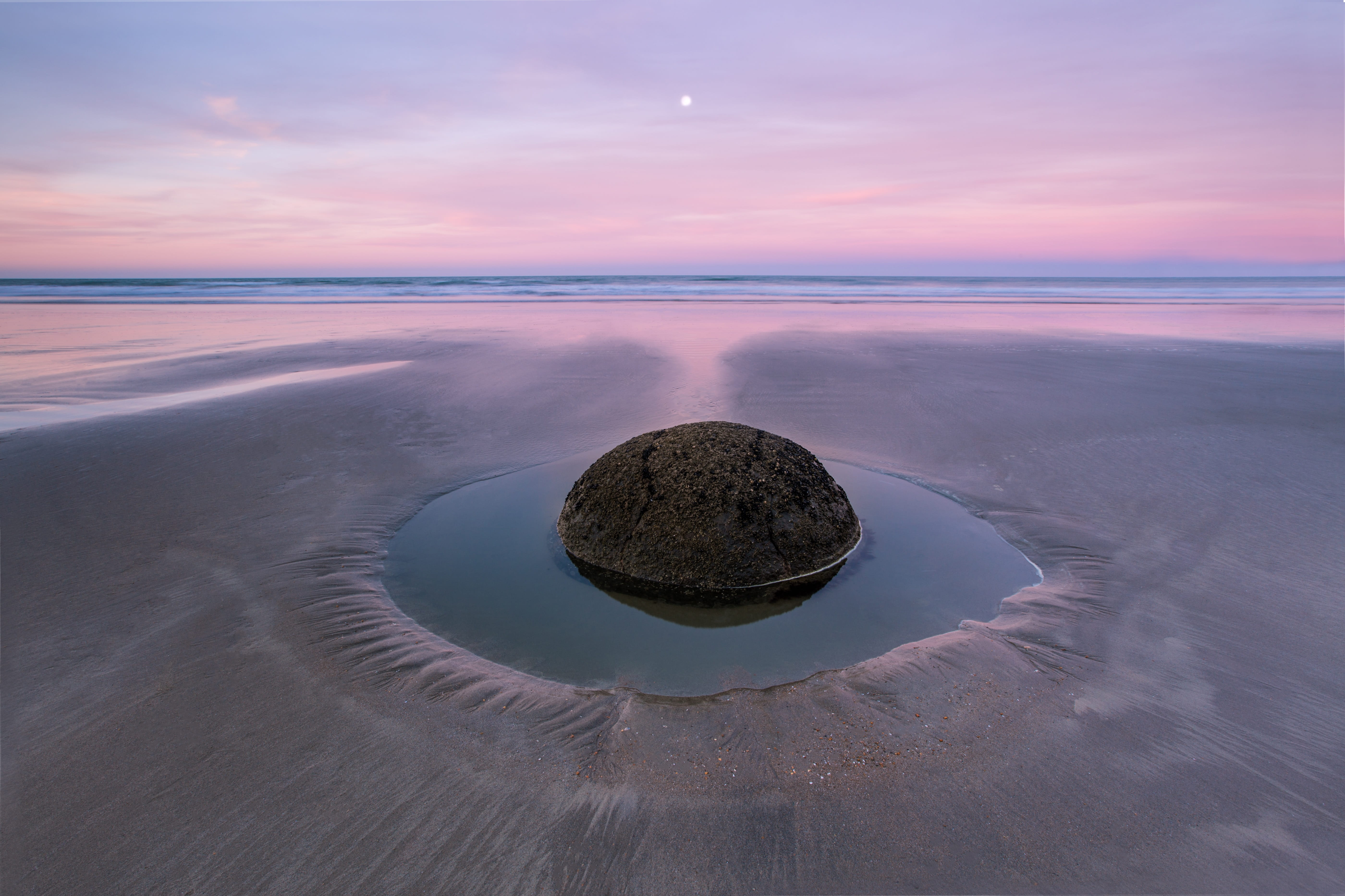 sunset, sea, newzealand, environment, seascape, seashore, cloud - sky, ocean, round, no people, tranquil scene, shape, rock, beauty in nature, nature, daytime, HD Wallpaper