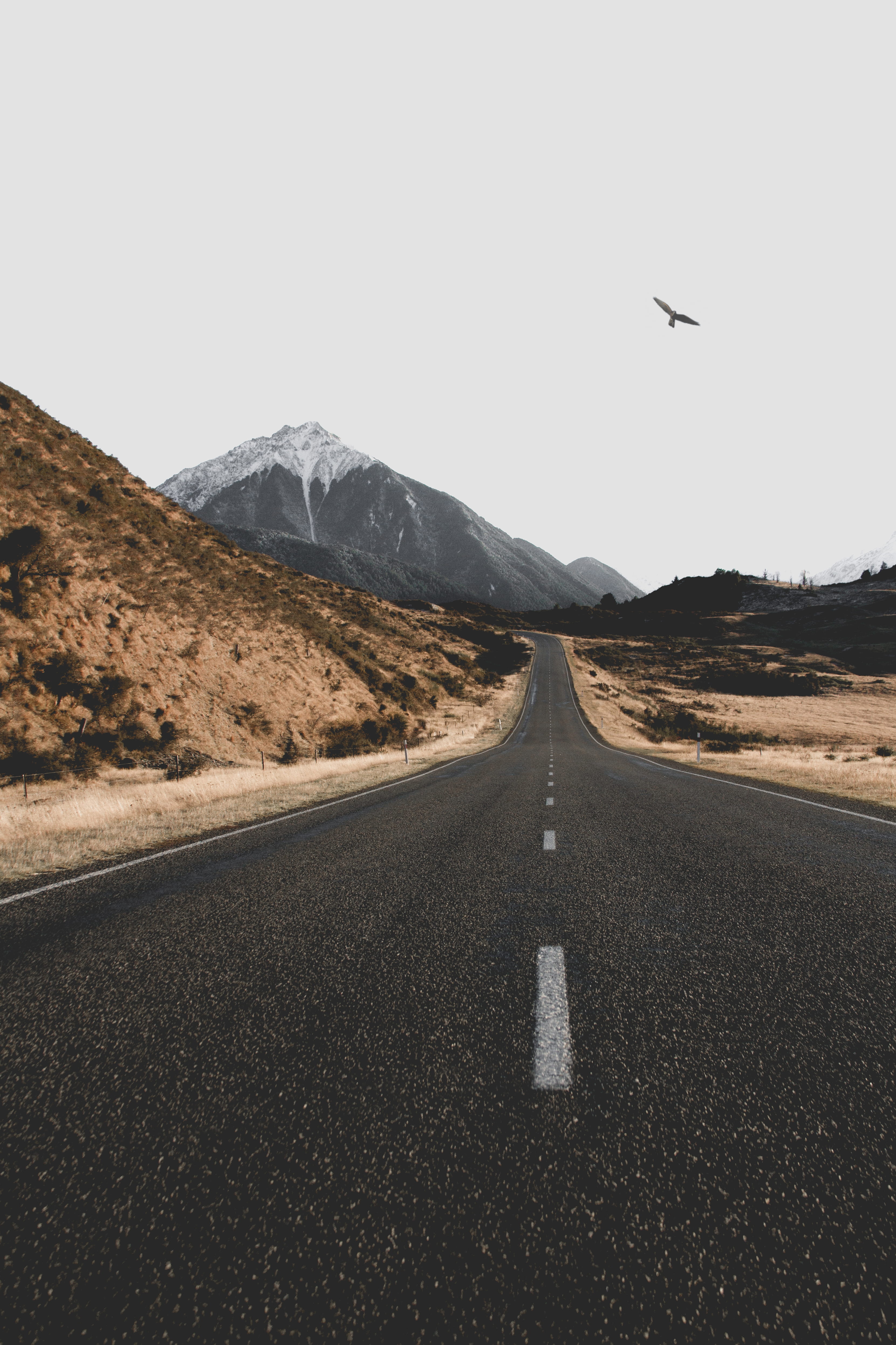 verge, highway, scenics, direction, 4K, symbol, dividing line, day, tranquility, the way forward, road marking, sky, landscape, scenics - nature, tranquil scene, Phone HD Wallpaper