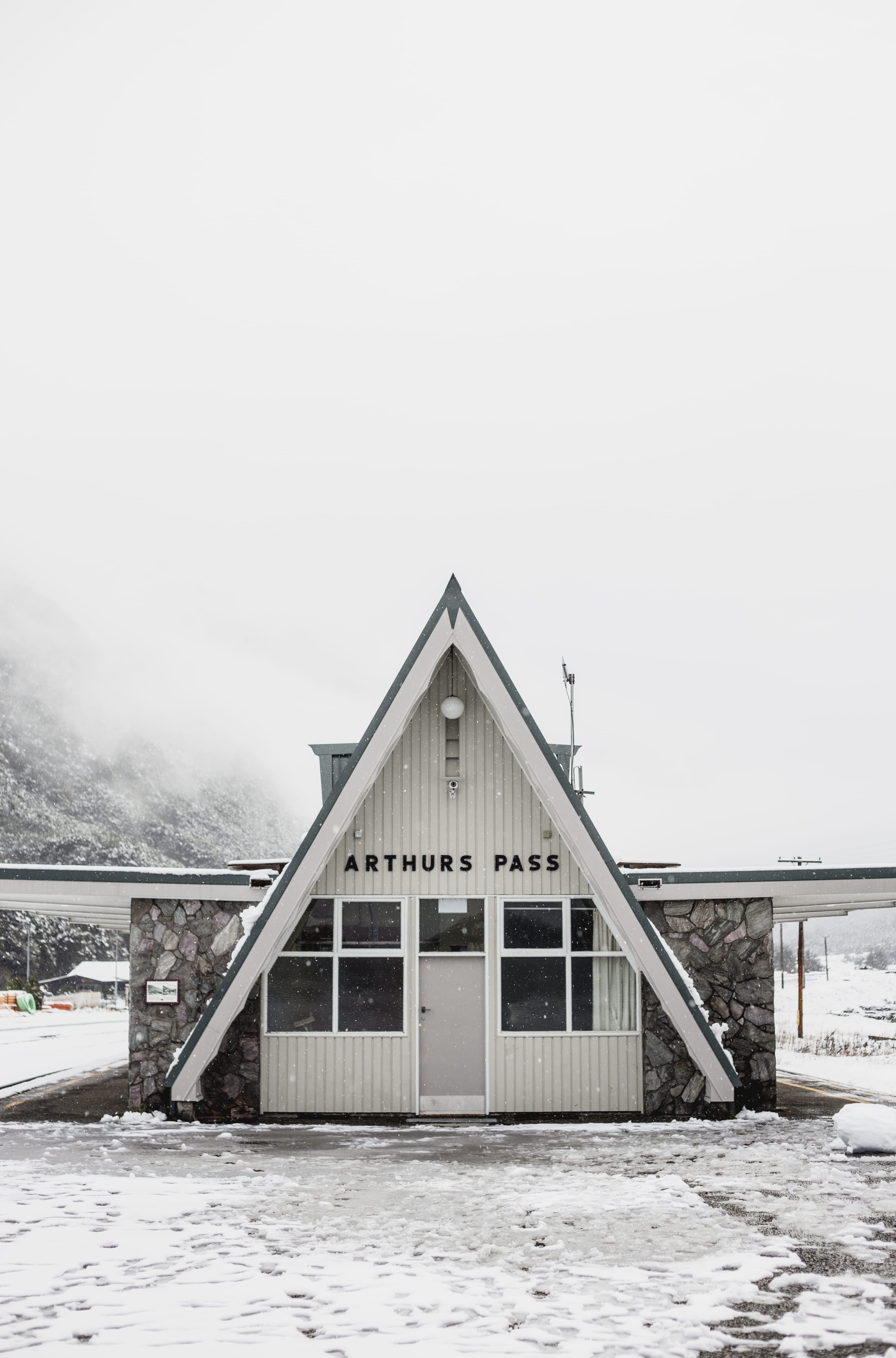 architecture, building exterior, countryside, tree, nature, 5K, frozen, outdoors, land, snowing, no people, cold temperature, built structure, rural, shelter, Phone HD Wallpaper