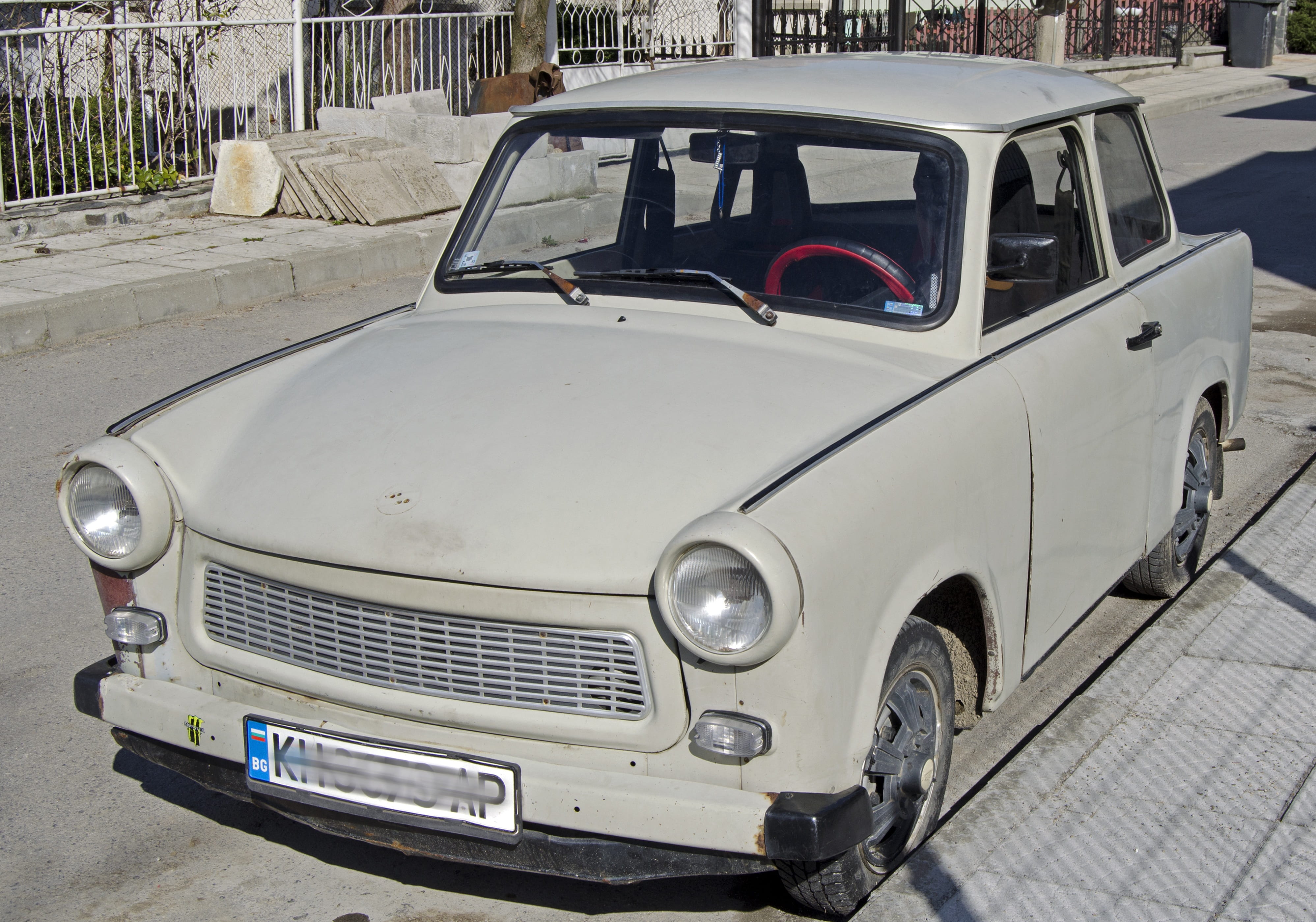 vehicle hood, day, vintage, car, street, architecture, socialism, stationary, communism, german, trabant, east, east-german, 4K, retro styled, mode of transportation, HD Wallpaper