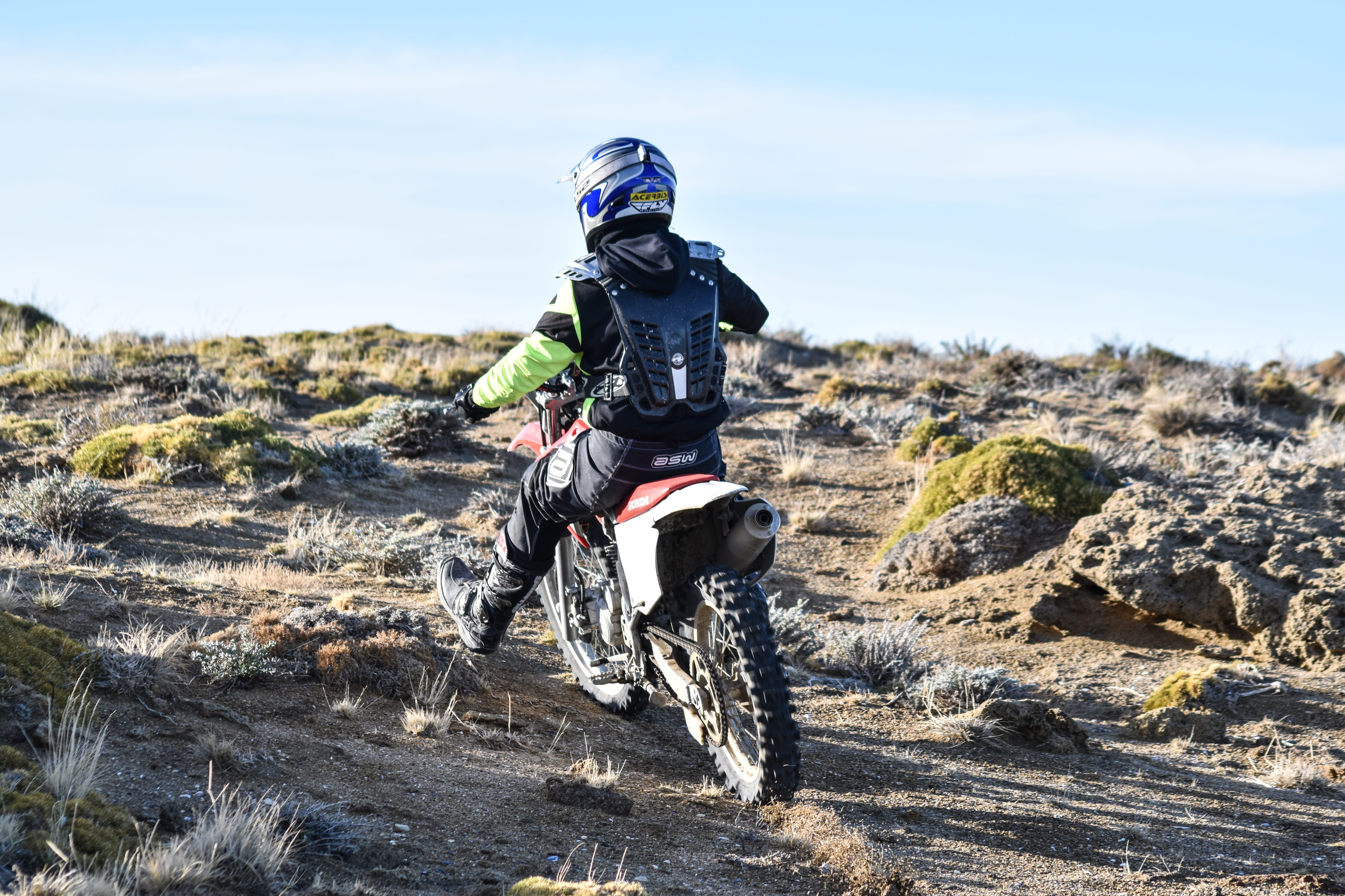 rear view, 5K, lifestyles, extreme sports, day, motocross, riding, ride, adventure, one person, sport, leisure activity, hiking, outdoors, all terrain, HD Wallpaper