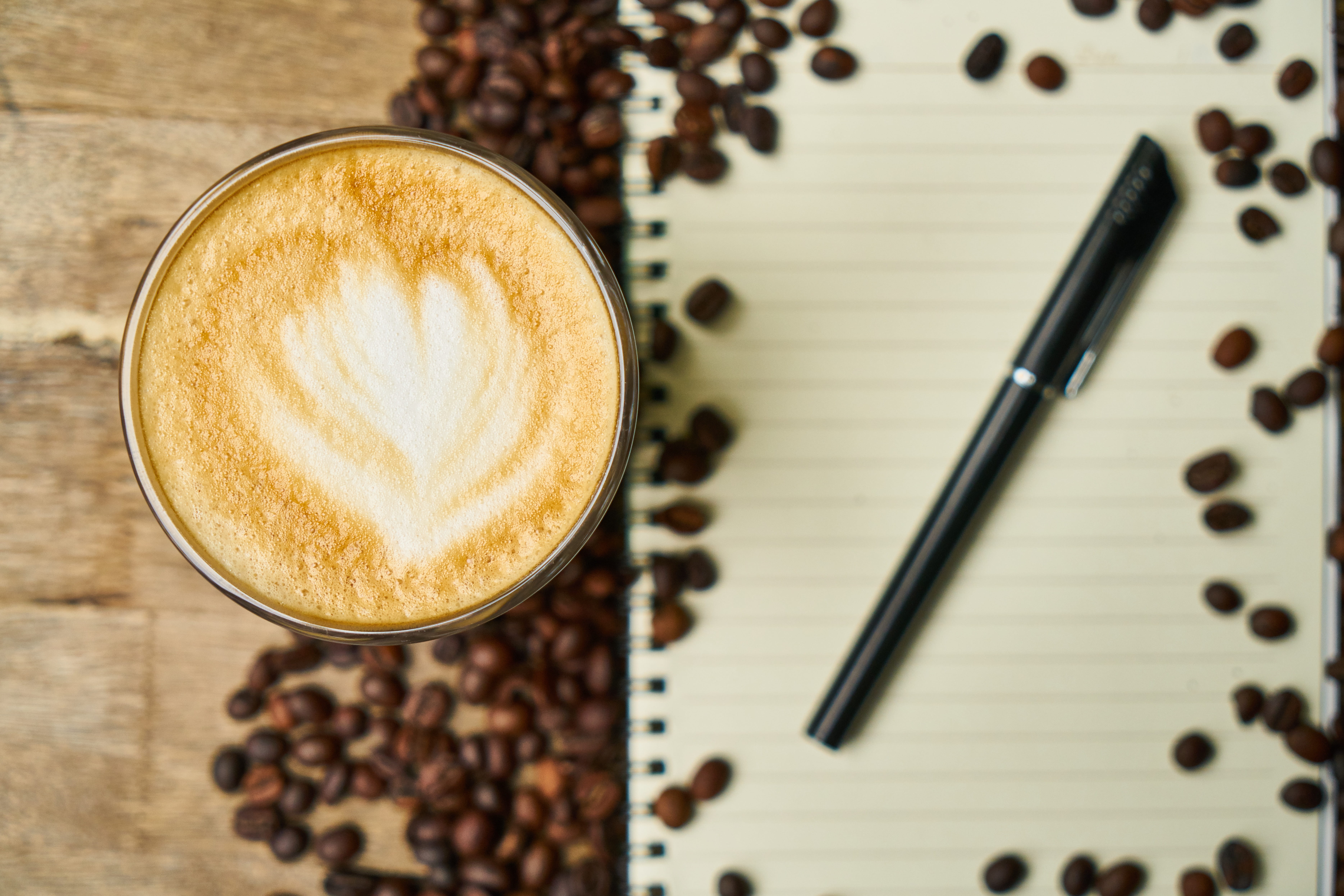 eating, notebook, cafe, texture, background, latte, photography, filled, coffee shop, indoors, food and drink, to write, work, wood, coffee cup, close-up, HD Wallpaper