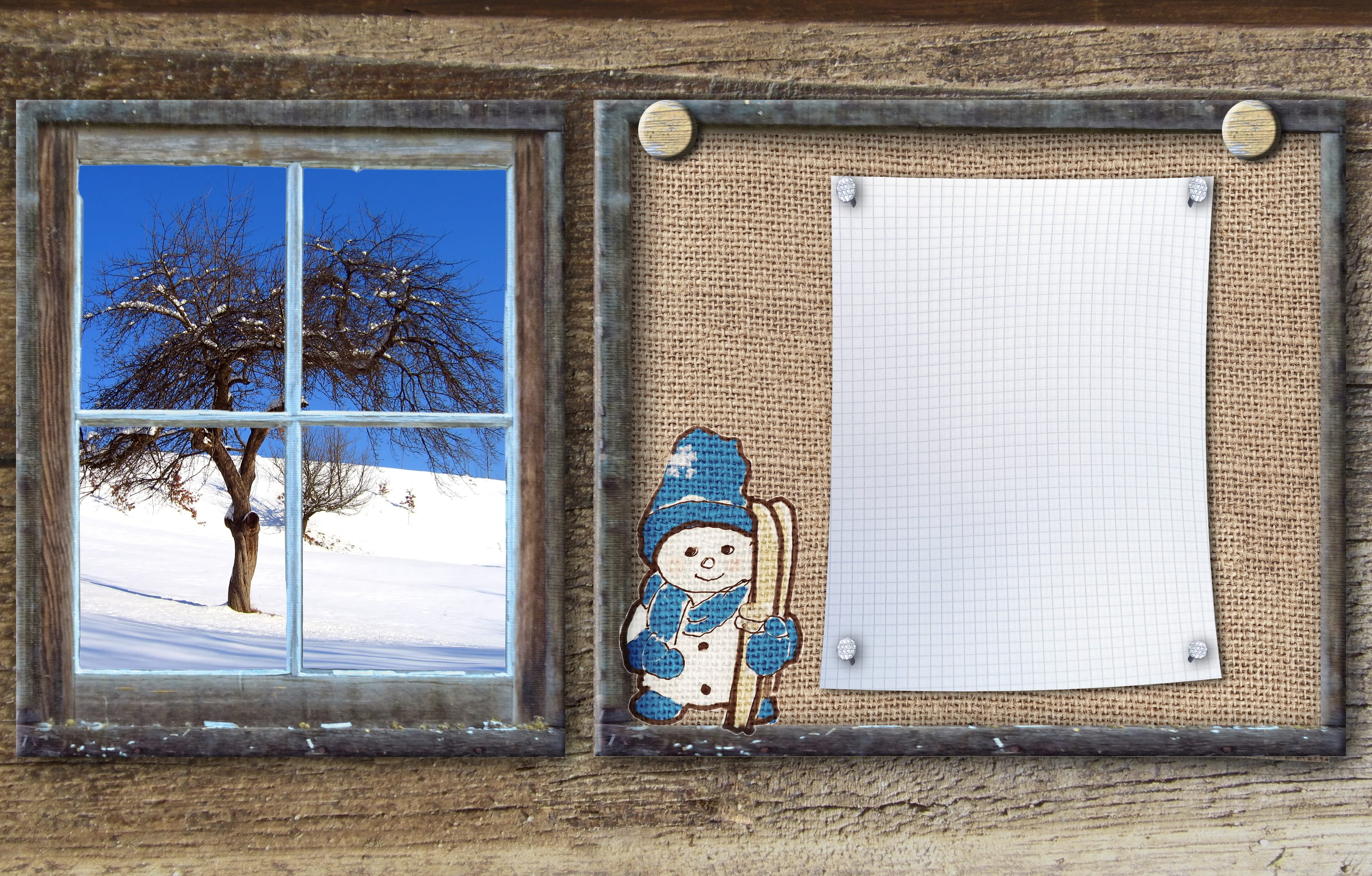 Bulletin Board, warm clothing, children only, Winter Sports, child, glass, Snow Man, built structure, one person, plant, graphic, winter, window, cold temperature, HD Wallpaper