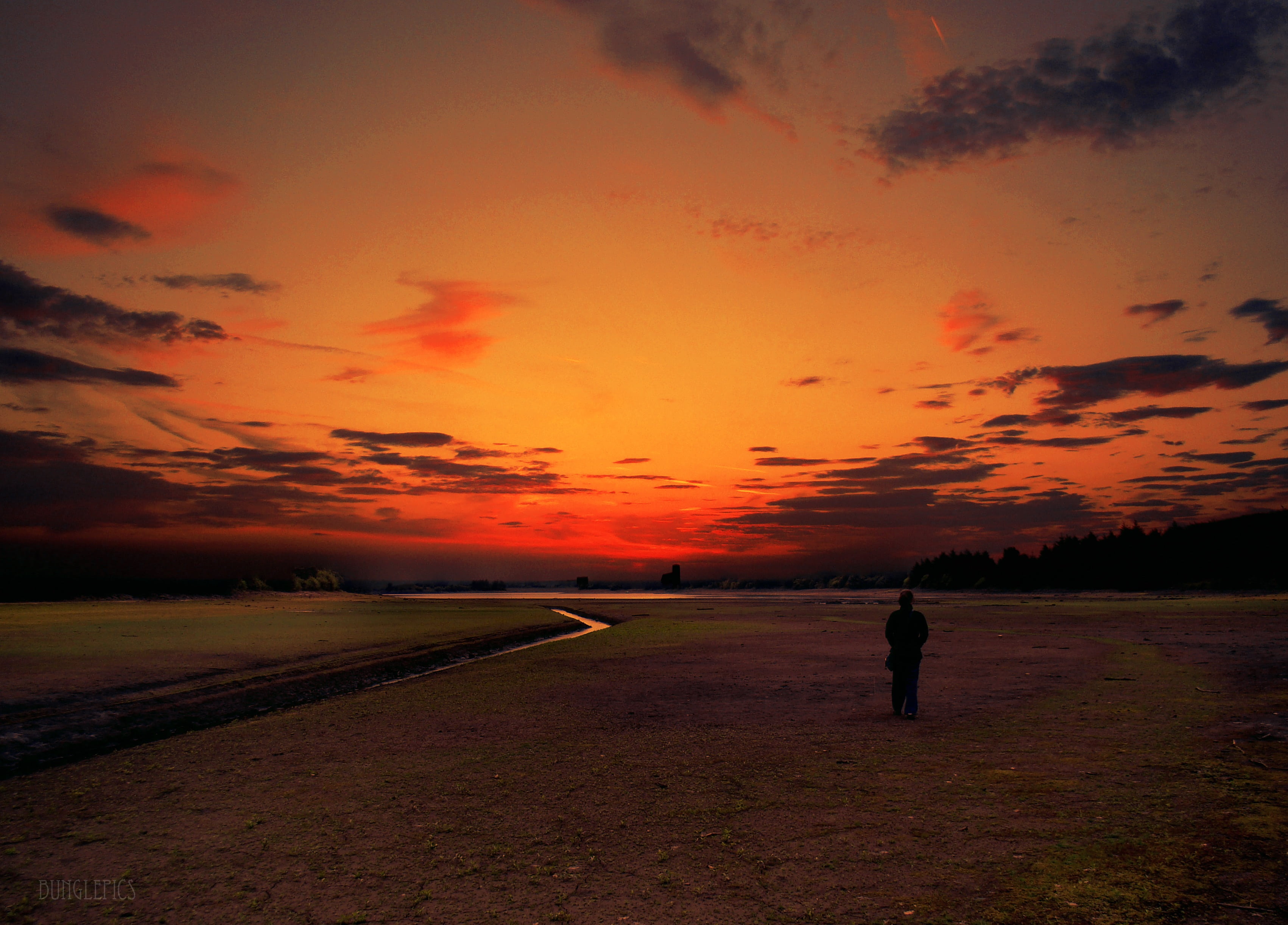 direction, scenics - nature, natural, sunset, photography, portrait, 2K, nature, romantic sky, orange color, lake, cloud - sky, drought, reservoir, tranquility, HD Wallpaper
