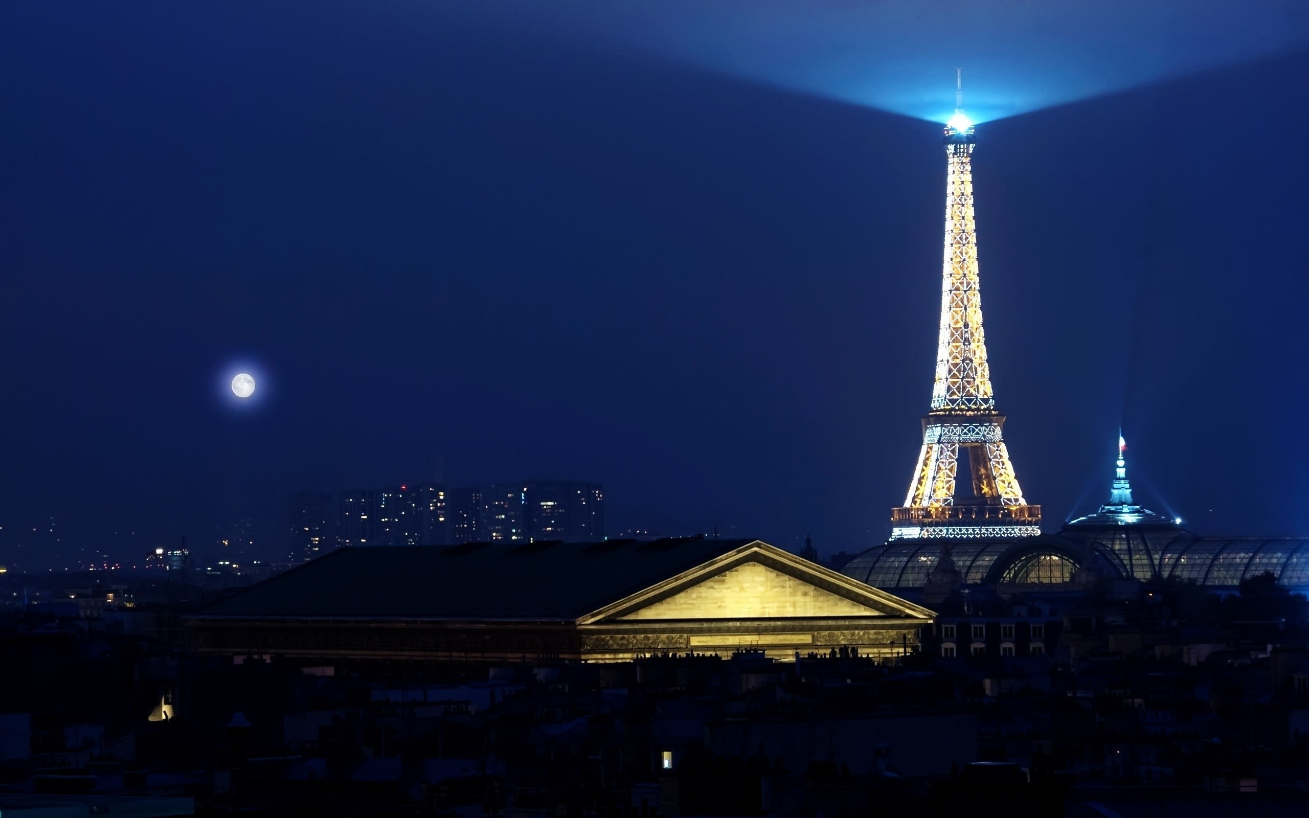 eiffel, night, tower, lights, 2K, paris, buildings, hd, cityscape, HD Wallpaper