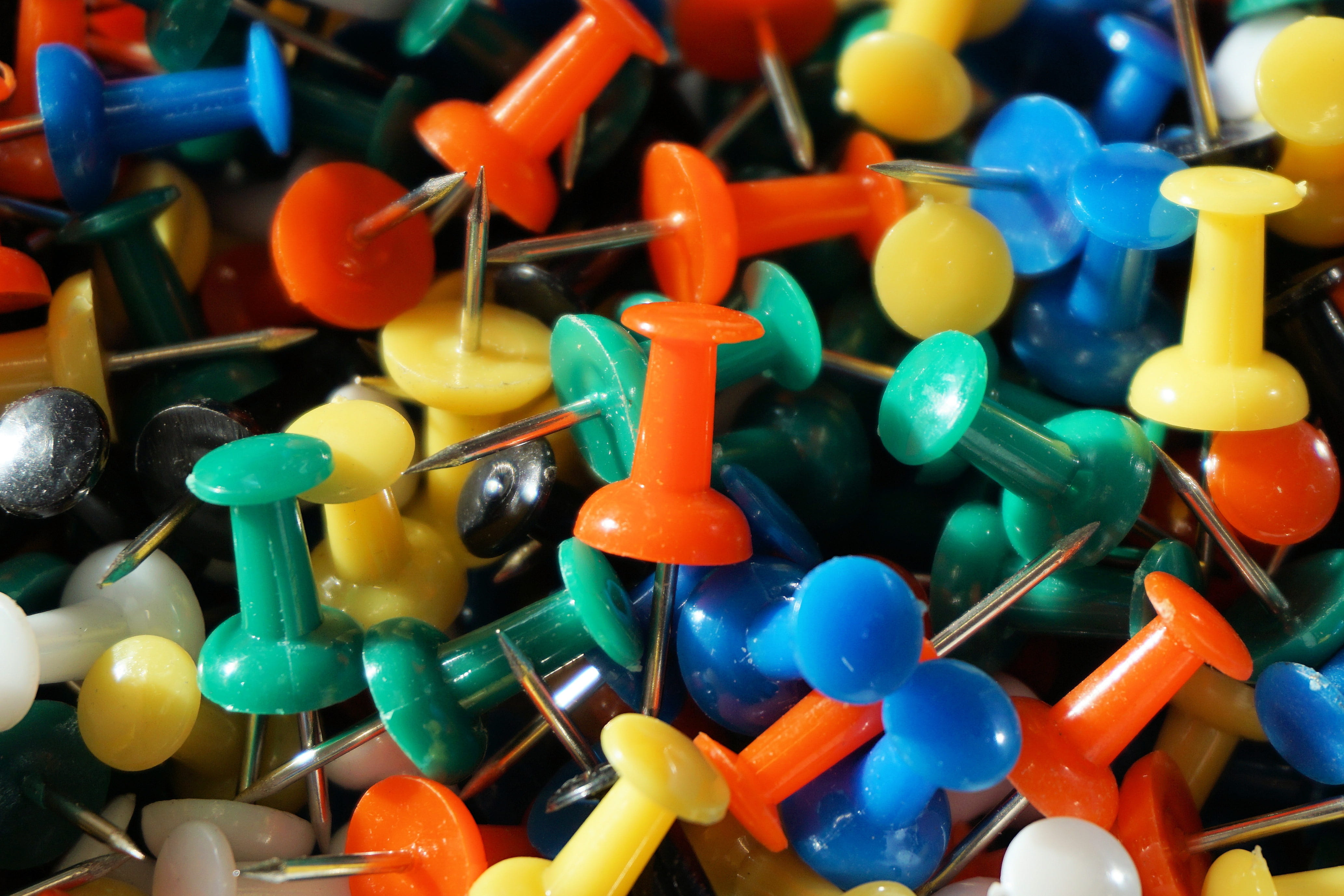 toy, many, marking pins, pin, focus on foreground, 4K, choice, creativity, office, indoors, colorful, abundance, high angle view, multi colored, design, HD Wallpaper