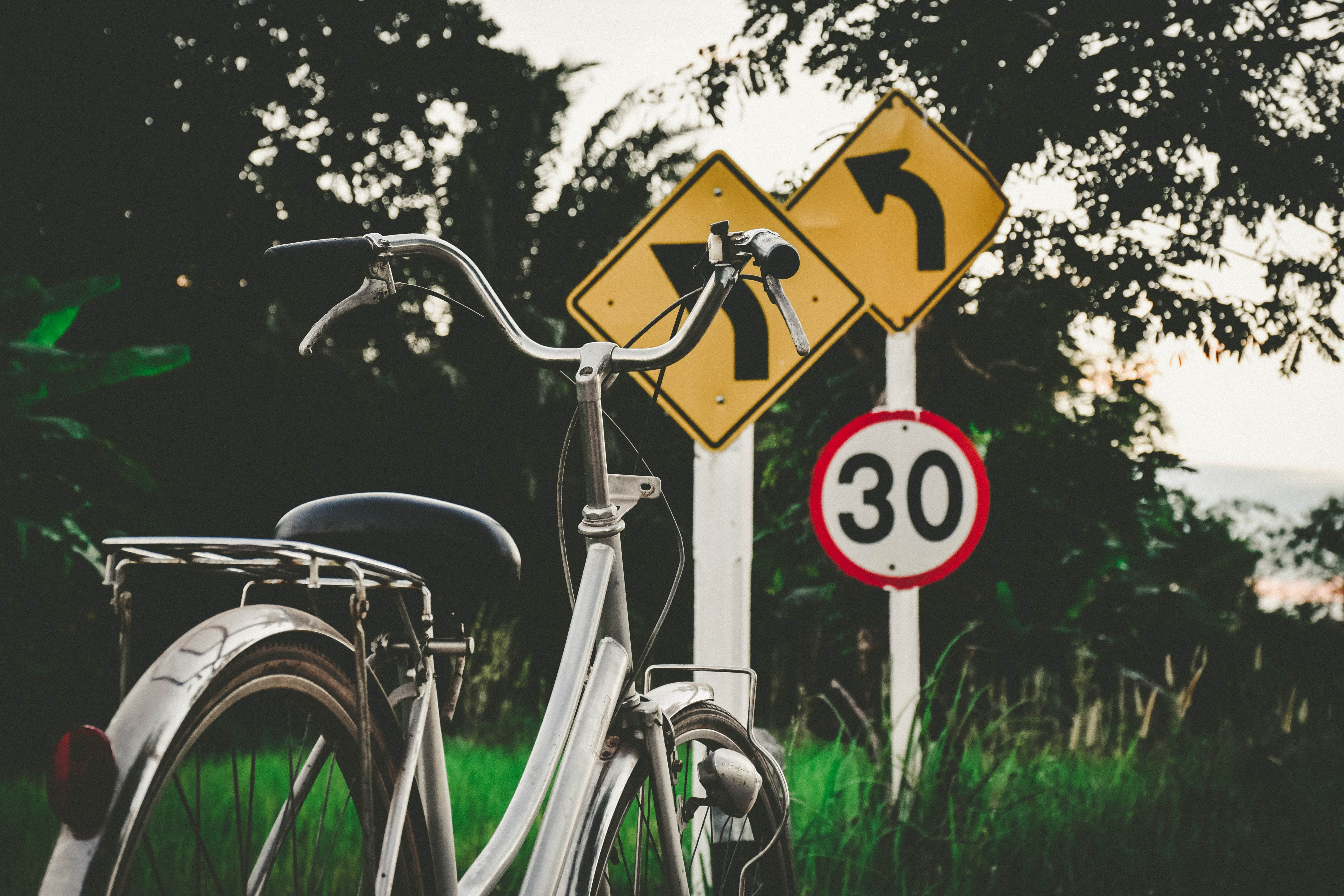 street, cycling, symbol, wheel, information, gray, signs, cycle, yellow, city Life, city, urban Scene, travel, road sign, focus on foreground, stationary, HD Wallpaper