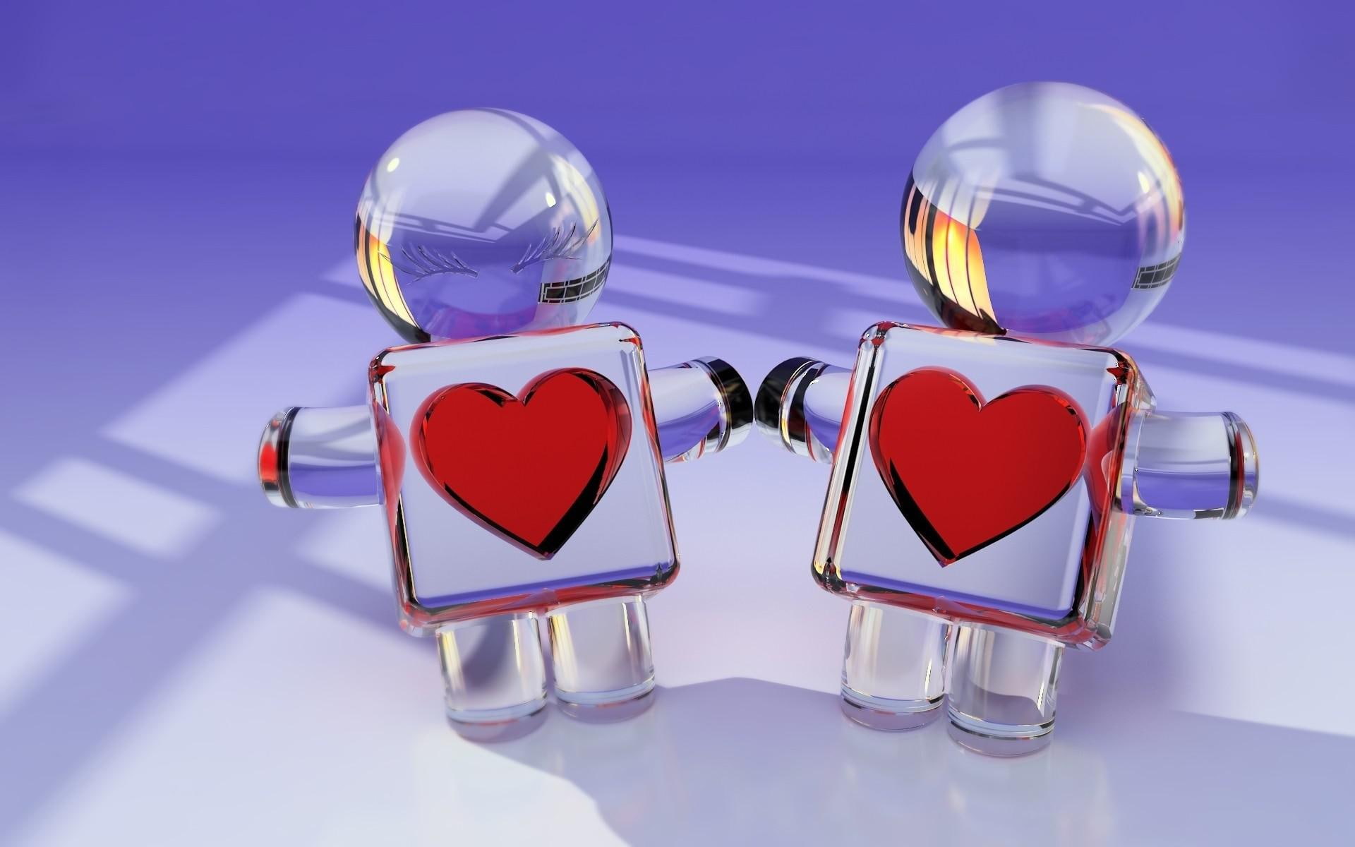 toys, 1080P, couple, love, heart, glass, HD Wallpaper