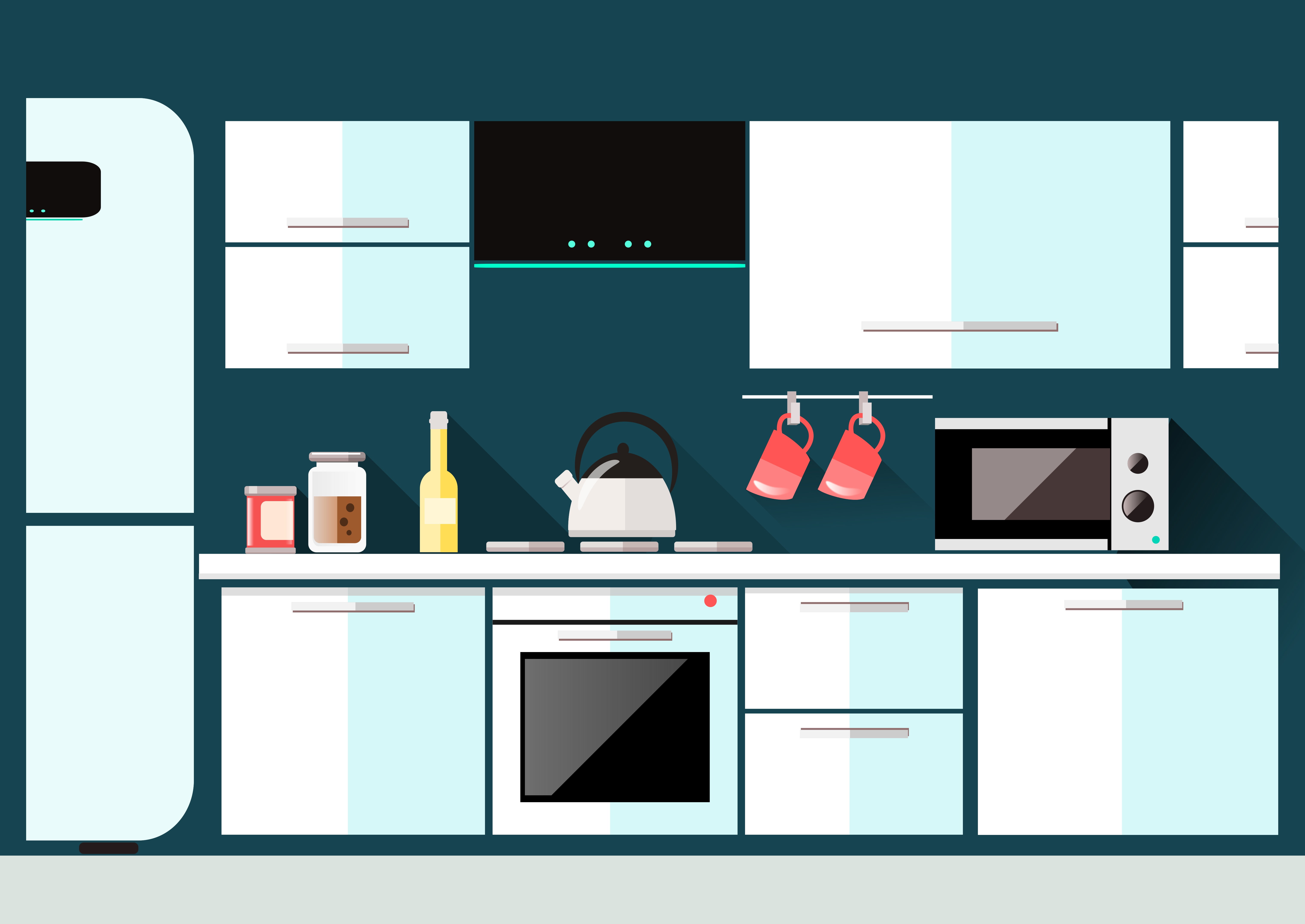 5K, kettle, furniture, kitchen, microwave, vector, HD Wallpaper