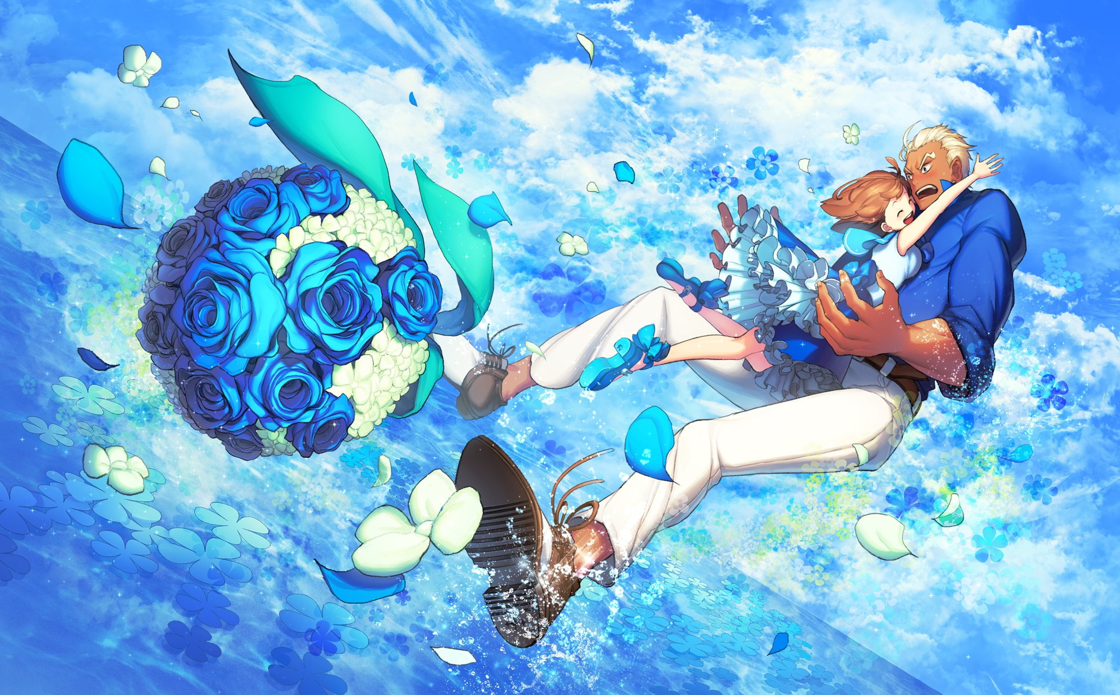 ira, gamagouri, kill, 1080P, flowers, clouds, HD Wallpaper