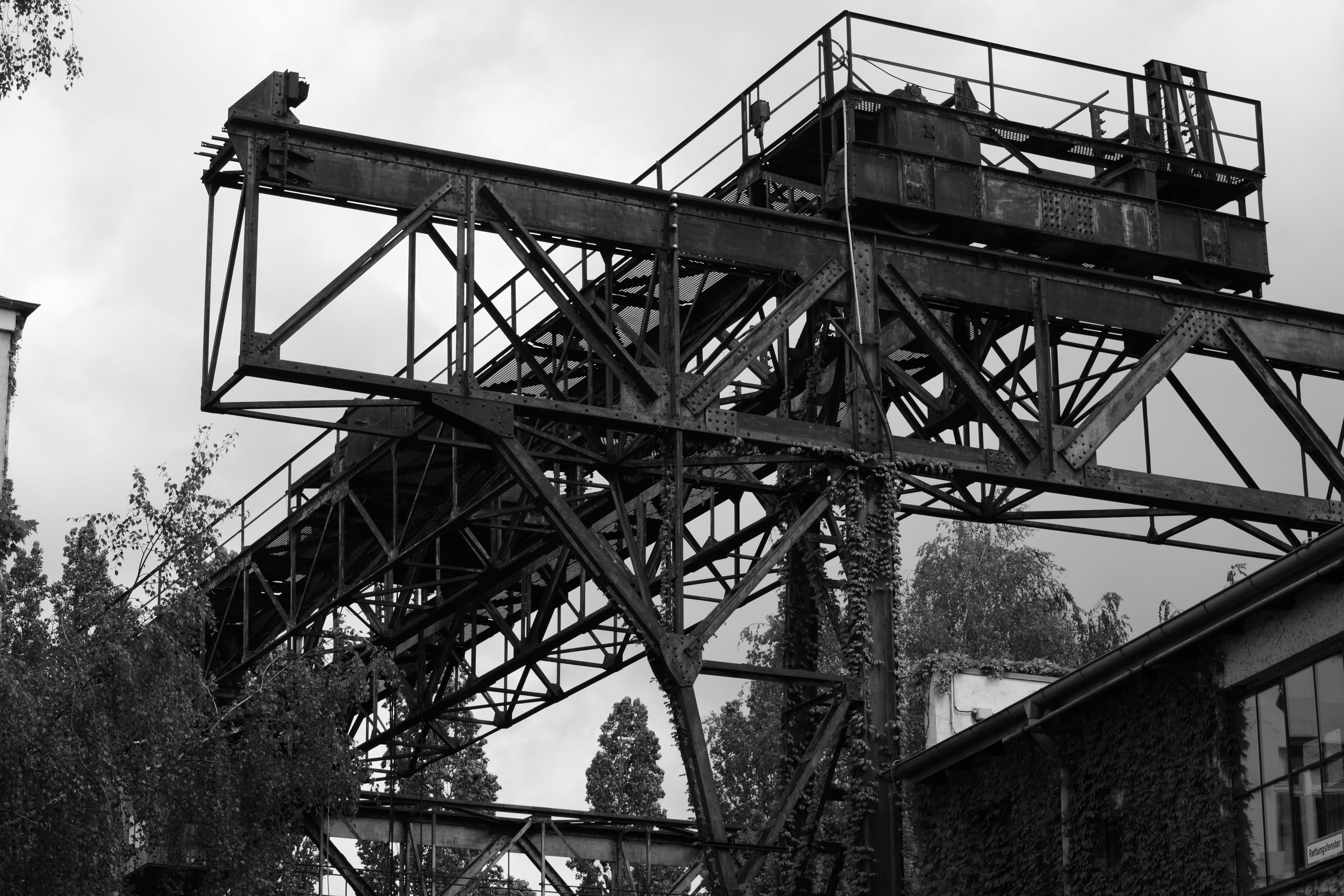 nature, outdoors, railway bridge, architecture And Buildings, girder, connection, Industry, black And White, cloud - sky, no people, passed, architecture, HD Wallpaper