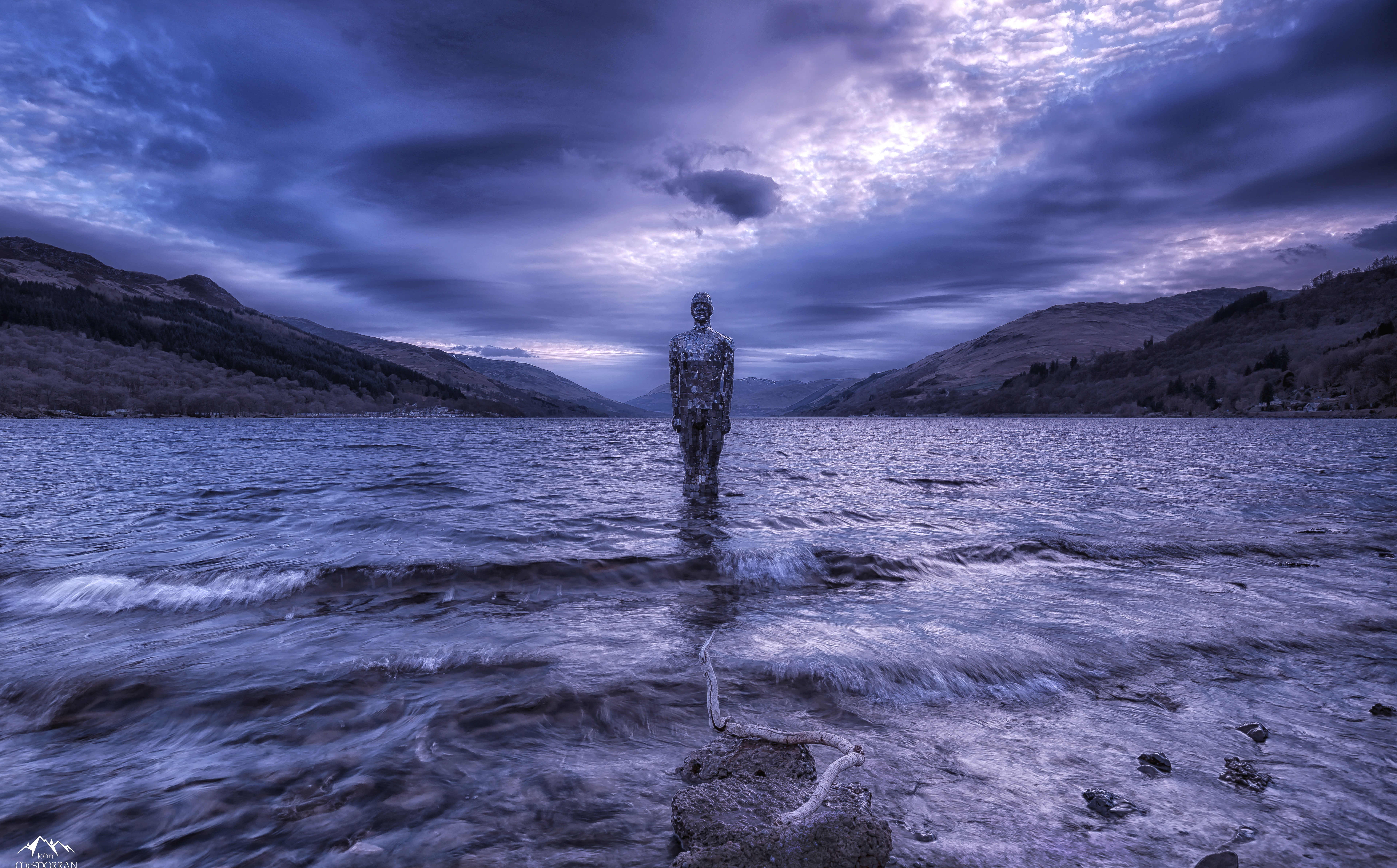 scenics - nature, Europe, Loch, Scotland, one person, star, cp, Statue, outdoor, rear view, Lake, art, tranquility, Outdoors, sky, cloud - sky, Nature, HD Wallpaper