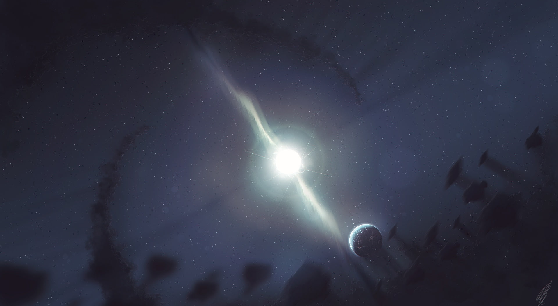 turbulent, people, #art, sky, moonlight, space exploration, scenics - nature, star - space, 1080P, nature, outdoors, illustration, lens flare, Stars, night, HD Wallpaper