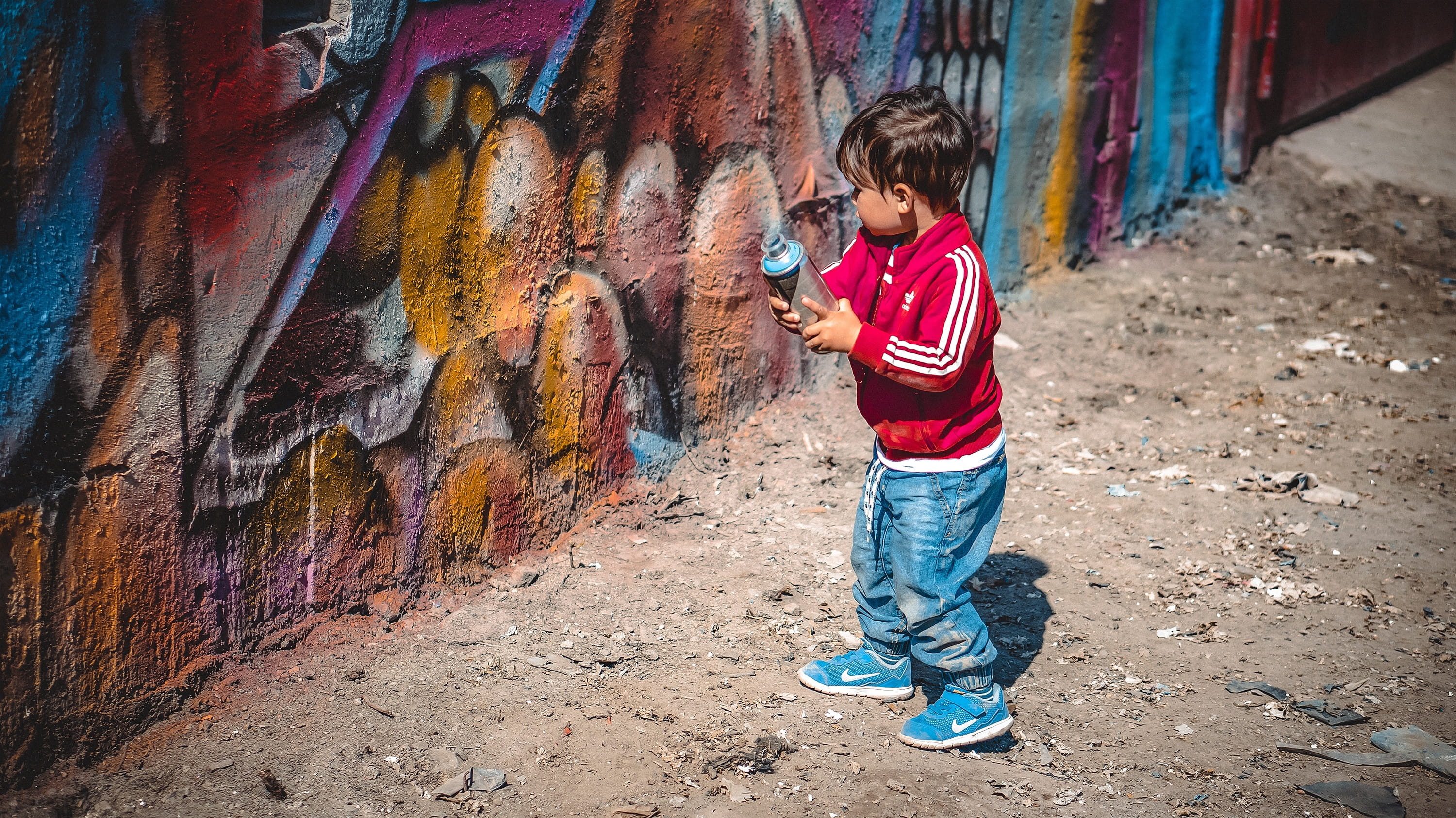 street, Can, boys, 2K, tag, men, grunge, artist, outdoors, innocence, Graffiti, casual clothing, spray, wall - building feature, day, multi colored, Paint, HD Wallpaper