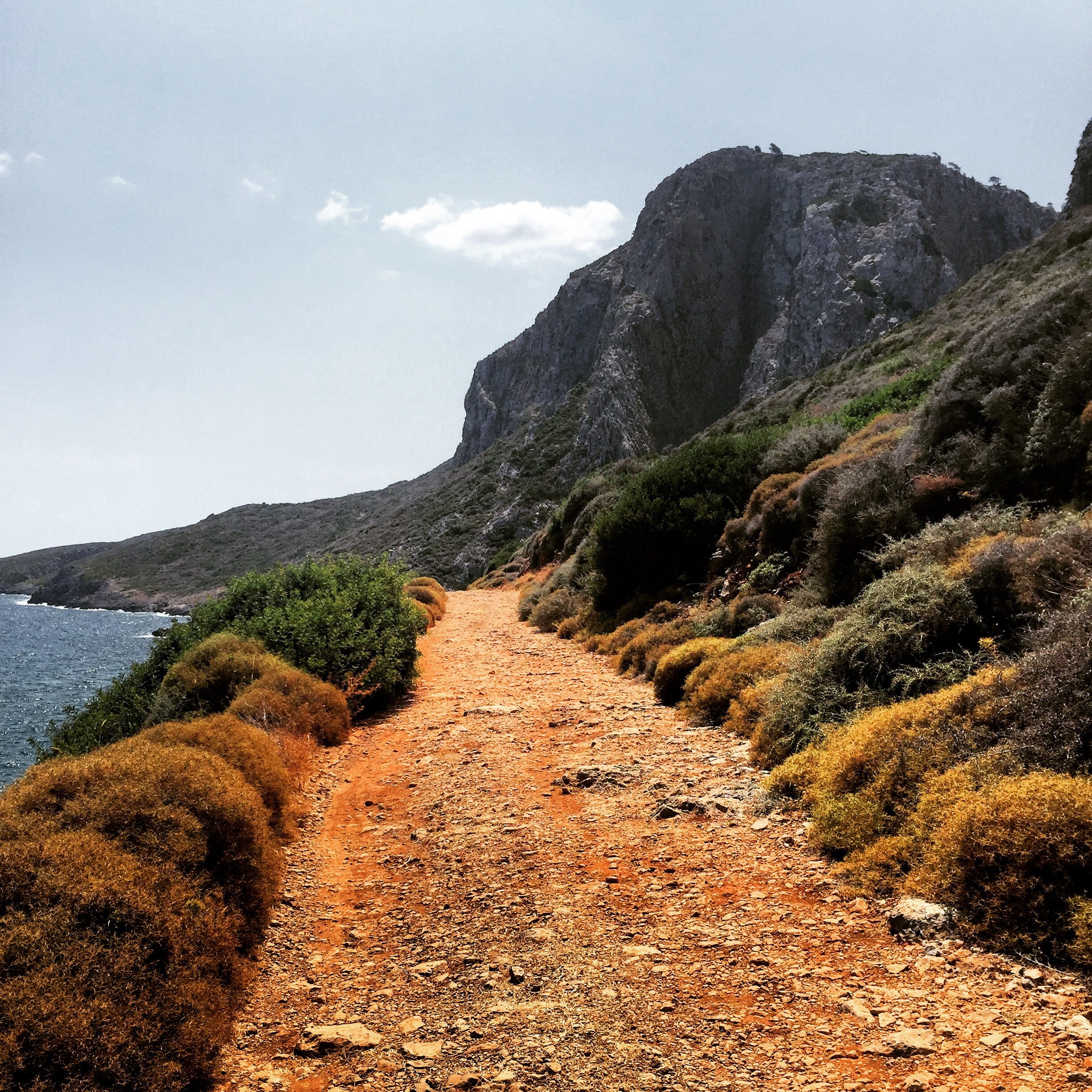 nature, cloud - sky, mountain range, no people, mountain peak, nisi, environment, footpath, sky, plant, kithira, greece, the way forward, outdoors, scenics - nature, Phone HD Wallpaper