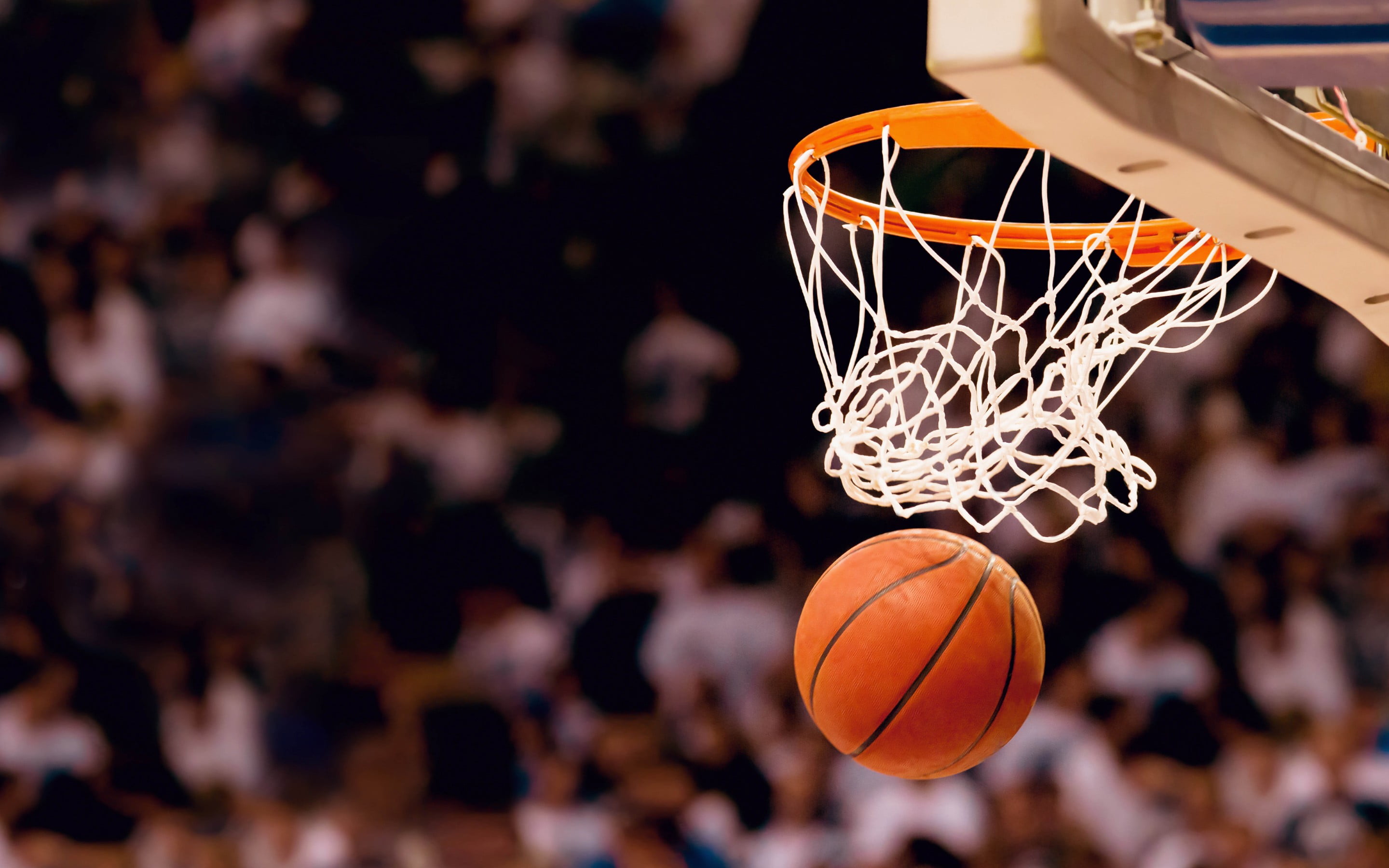 team sport, motion, making a basket, orange color, net - sports equipment, sports, close-up, at the edge of, focus on foreground, taking a shot - sport, HD Wallpaper