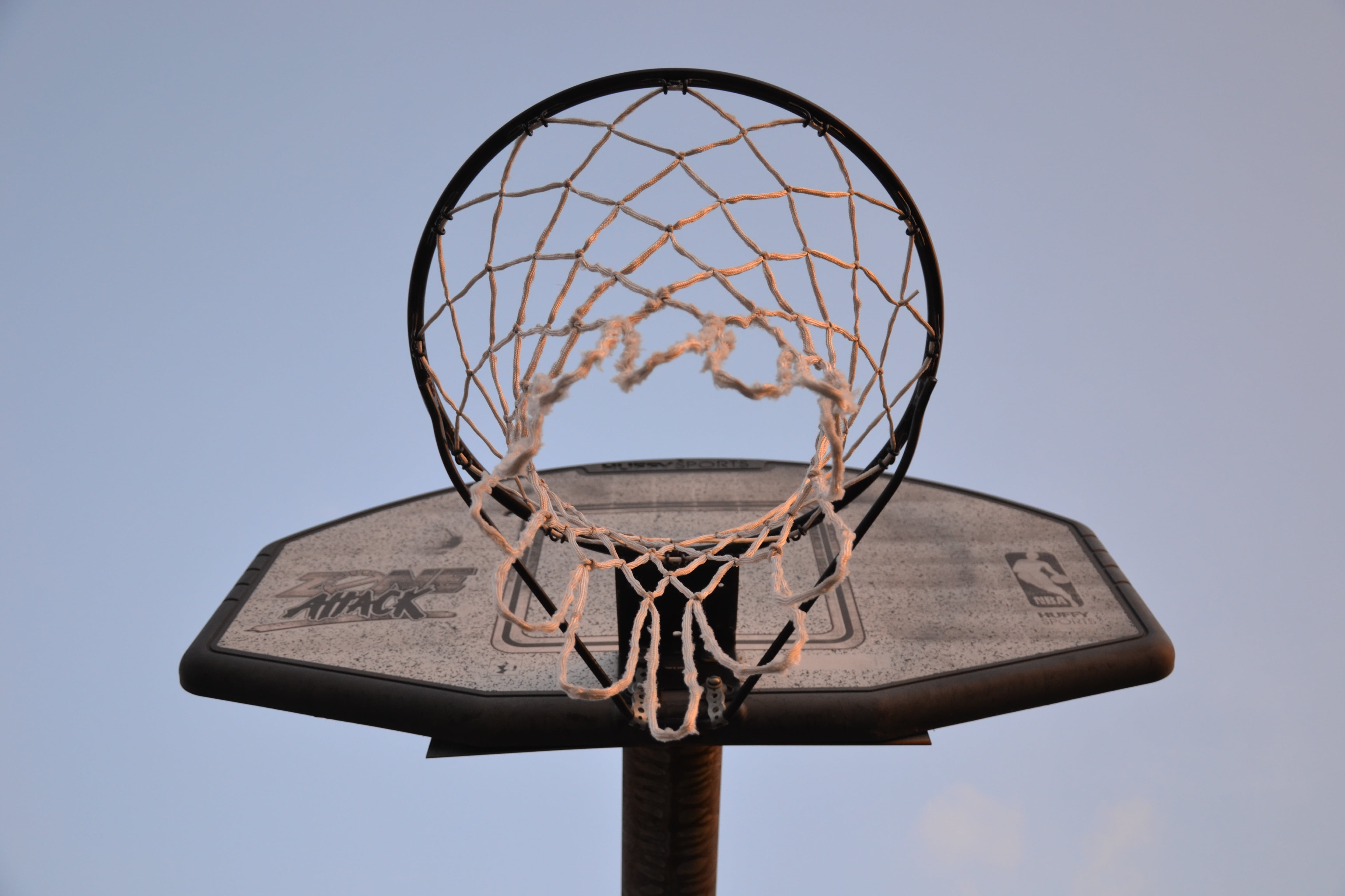 hobby, no people, directly below, scoring, basketball hoop, sky, nature, lighting equipment, clear sky, basketball, basketball basket, low angle view, close-up, HD Wallpaper