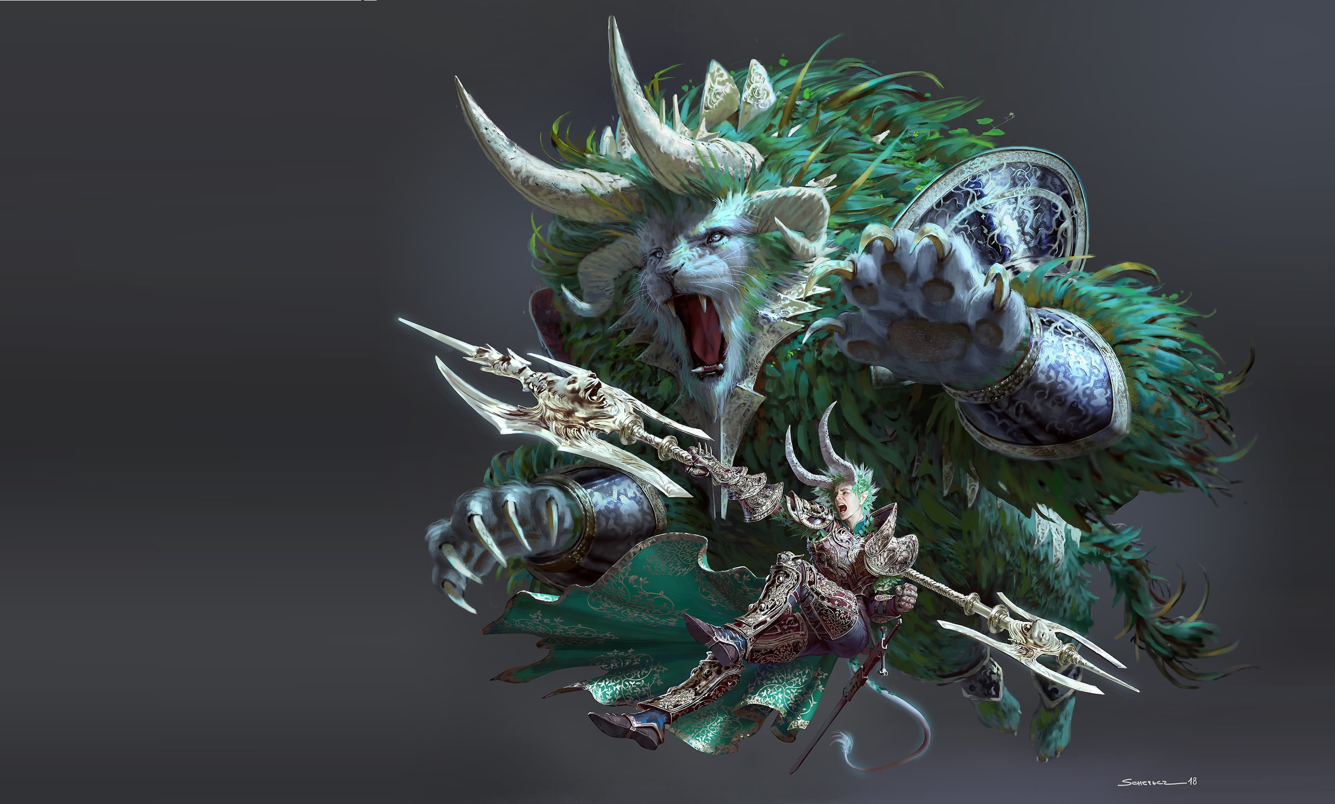 Ohann Sepa OXAN STUDIO, art, Earth Spears, fantasy, 2K, staff, Skil, MAG, the game, Legendary : Game of Heroes, HD Wallpaper