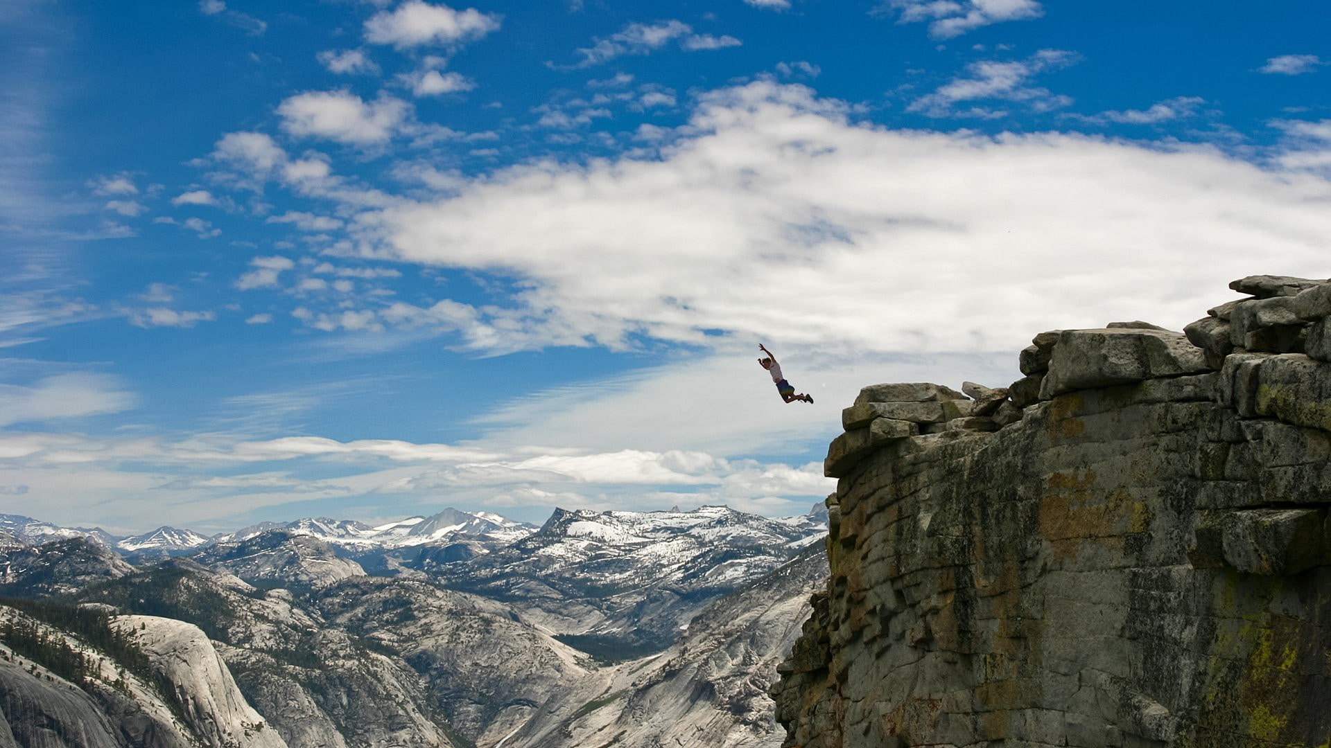 beauty in nature, outdoors, cloud - sky, sport, skill, tranquil scene, mountain, sky, animal themes, cliff, mountain range, nature, rock, day, leisure activity, HD Wallpaper