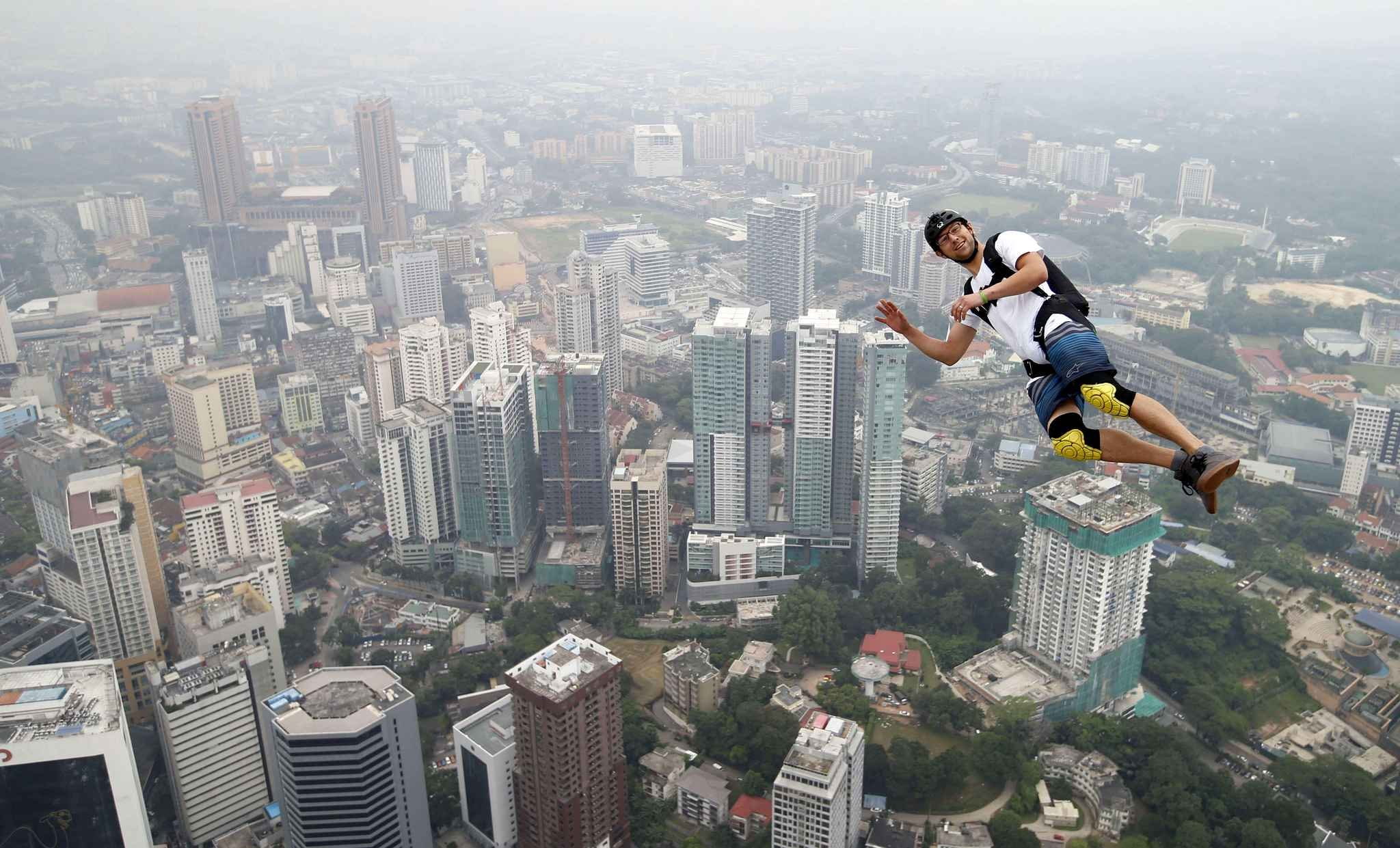 jumping, sky, base, flight, 1080P, fly, jump, diving, dive, extreme, HD Wallpaper