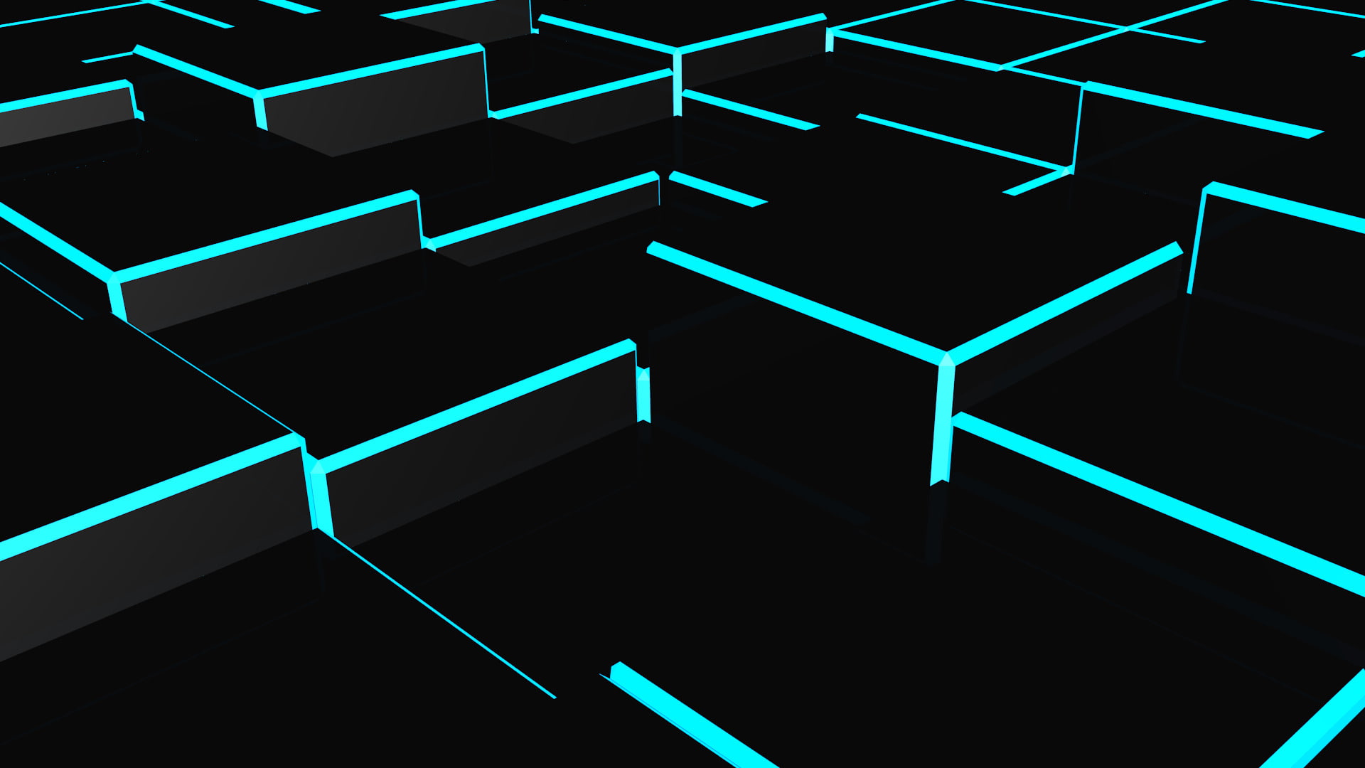 1080P, Black, Cube, Abstract, Blue, HD Wallpaper