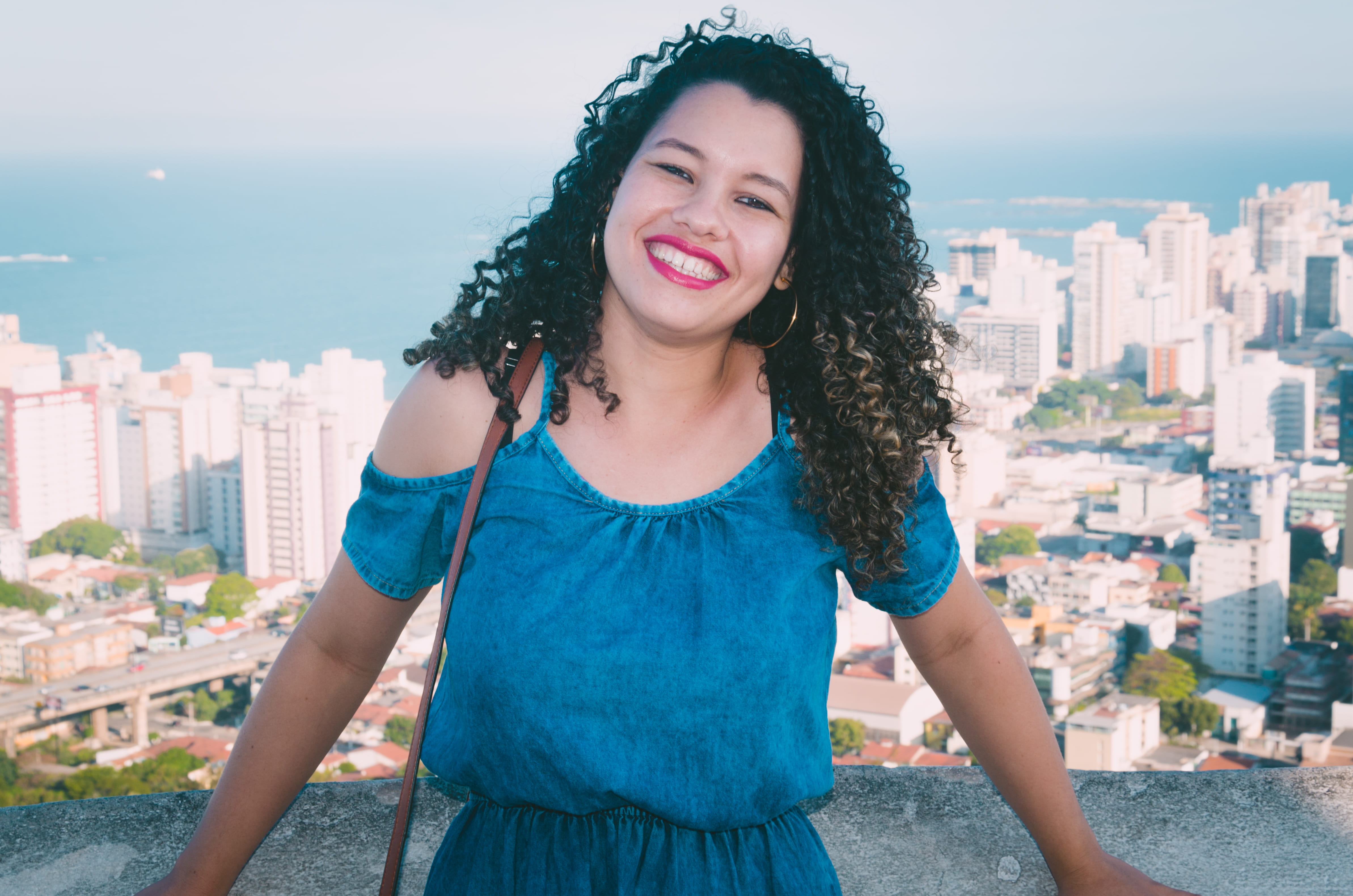 4K, leaning, wear, landscape, built structure, leisure activity, outdoors, curly hair, architecture, building, beautiful woman, person, building exterior, HD Wallpaper