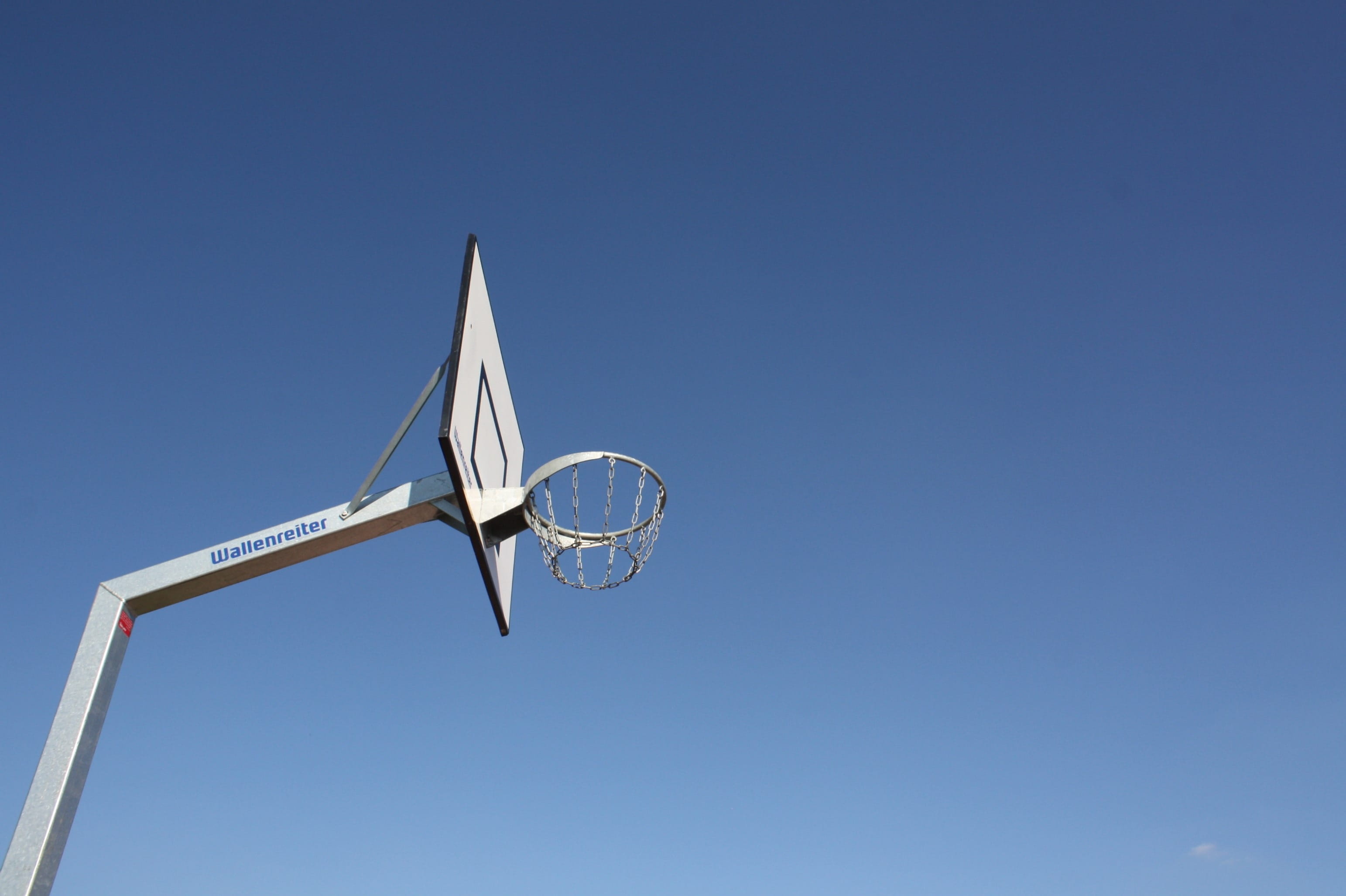 competition, aspirations, day, basketball, nature, 2K, no People, copy space, achievement, ball game, Sport, clear sky, tennis, blue, sky, sunlight, Basketball Hoop, HD Wallpaper